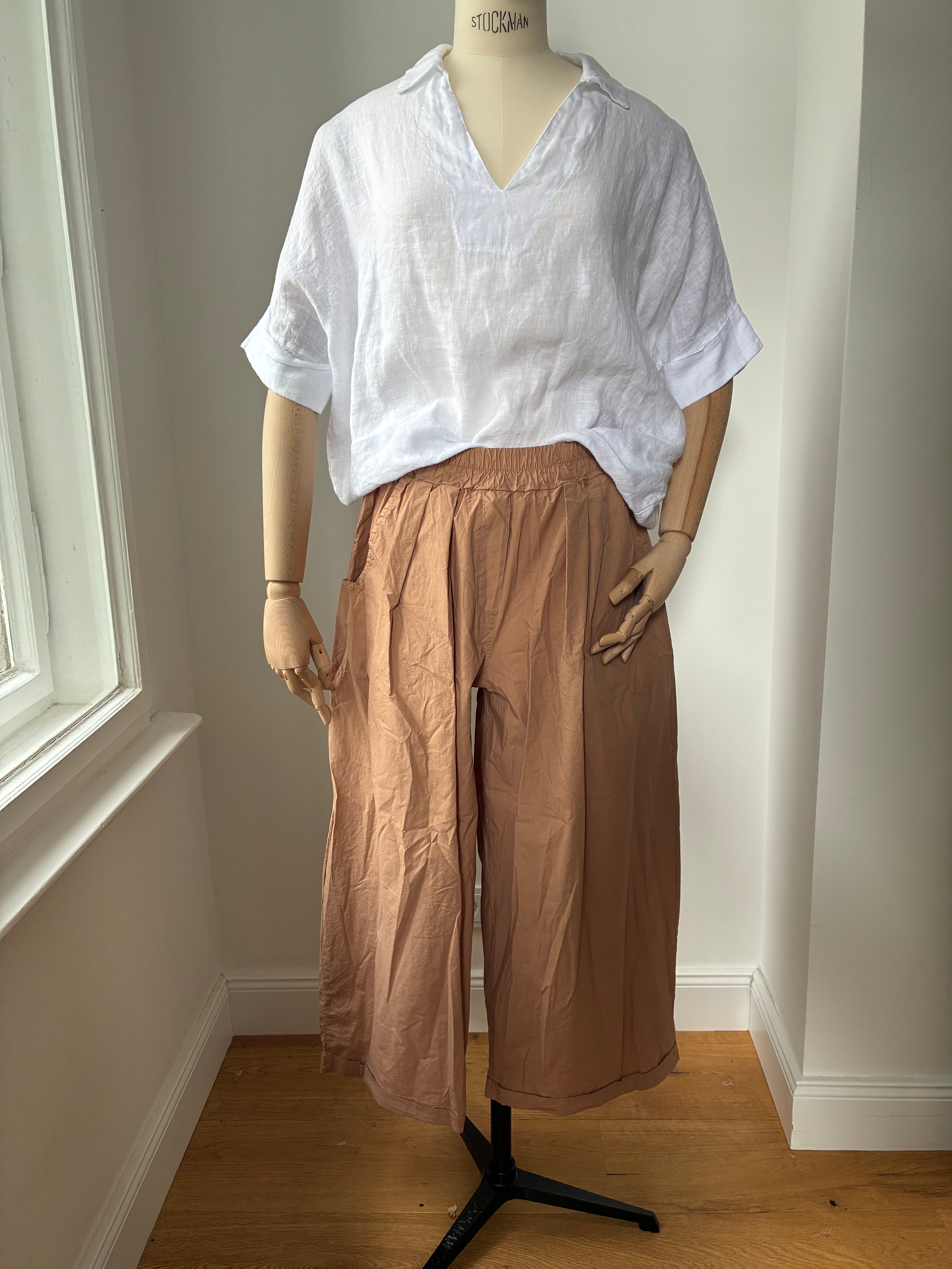 Leichte Culotte Palazzo-Hose - Cappuccino