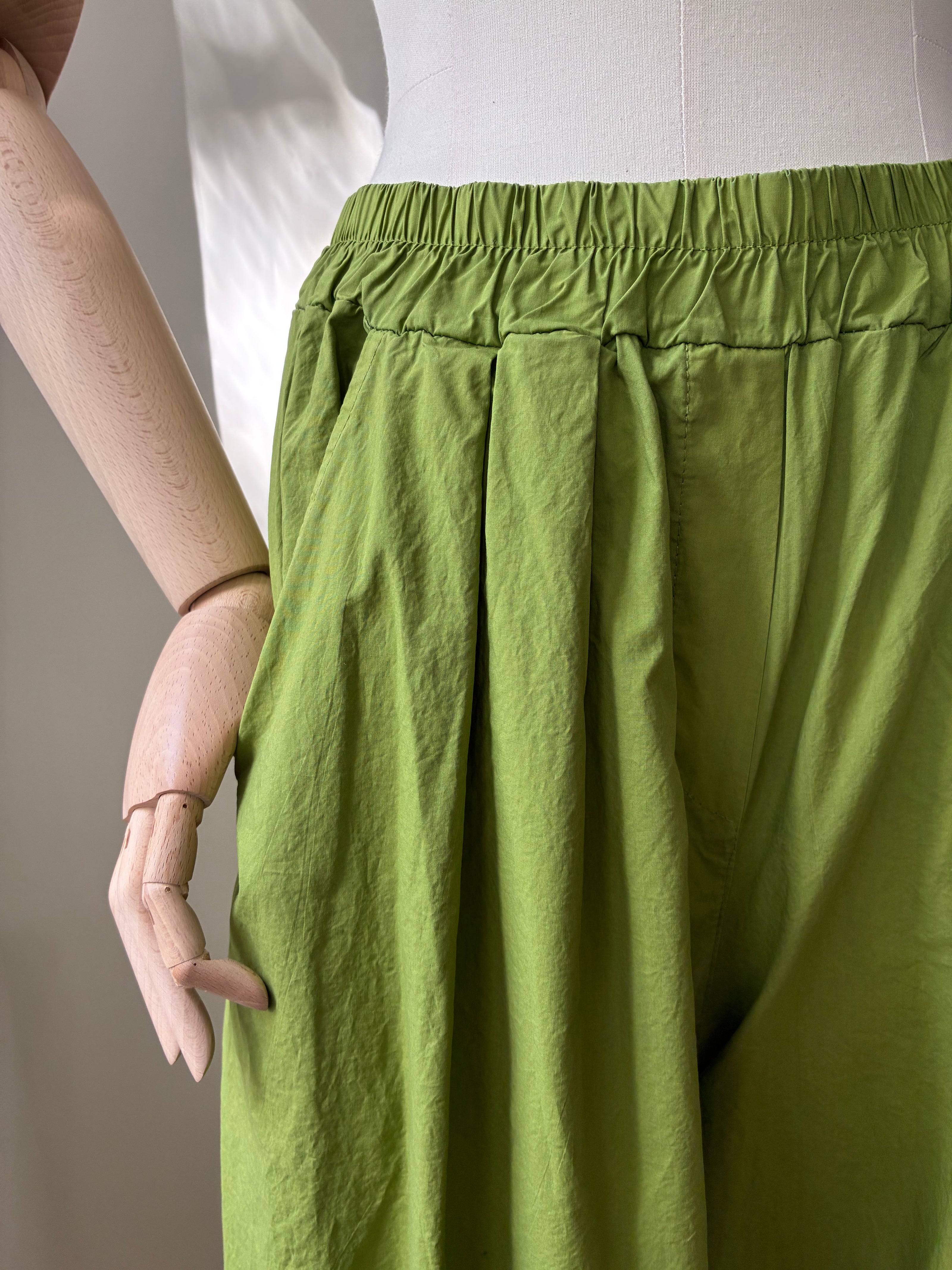 Leichte Culotte Palazzo-Hose - grasgrün