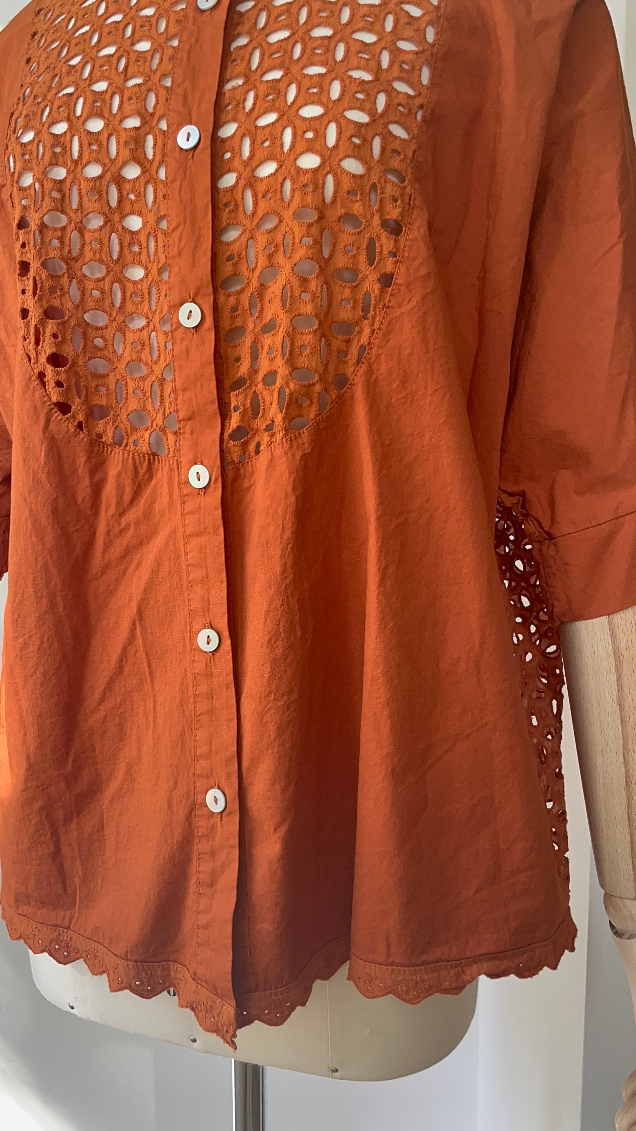Bluse mit Broderie-Spitze - Terra
