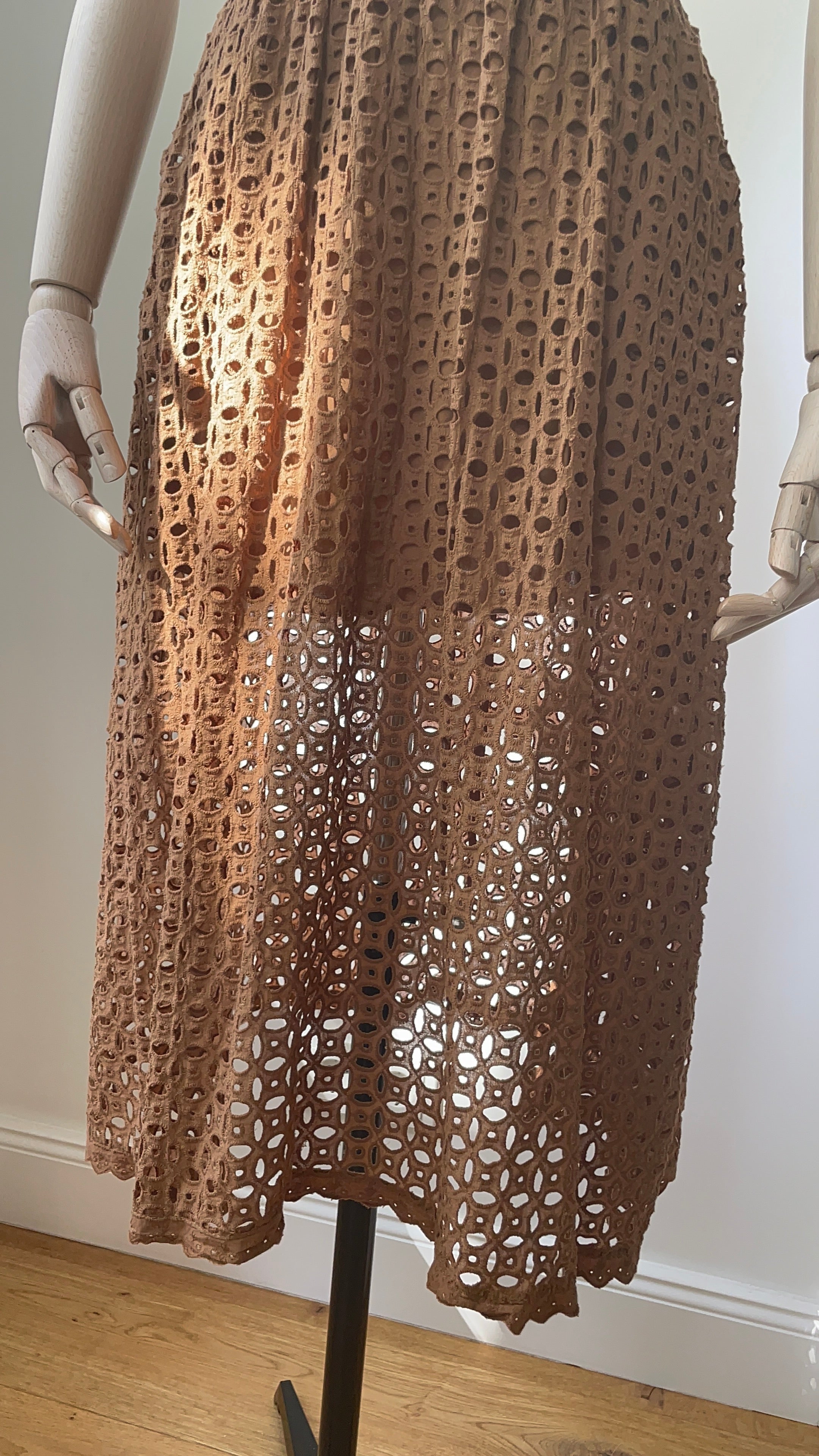 Rock mit Broderie-Spitze - Cappuccino