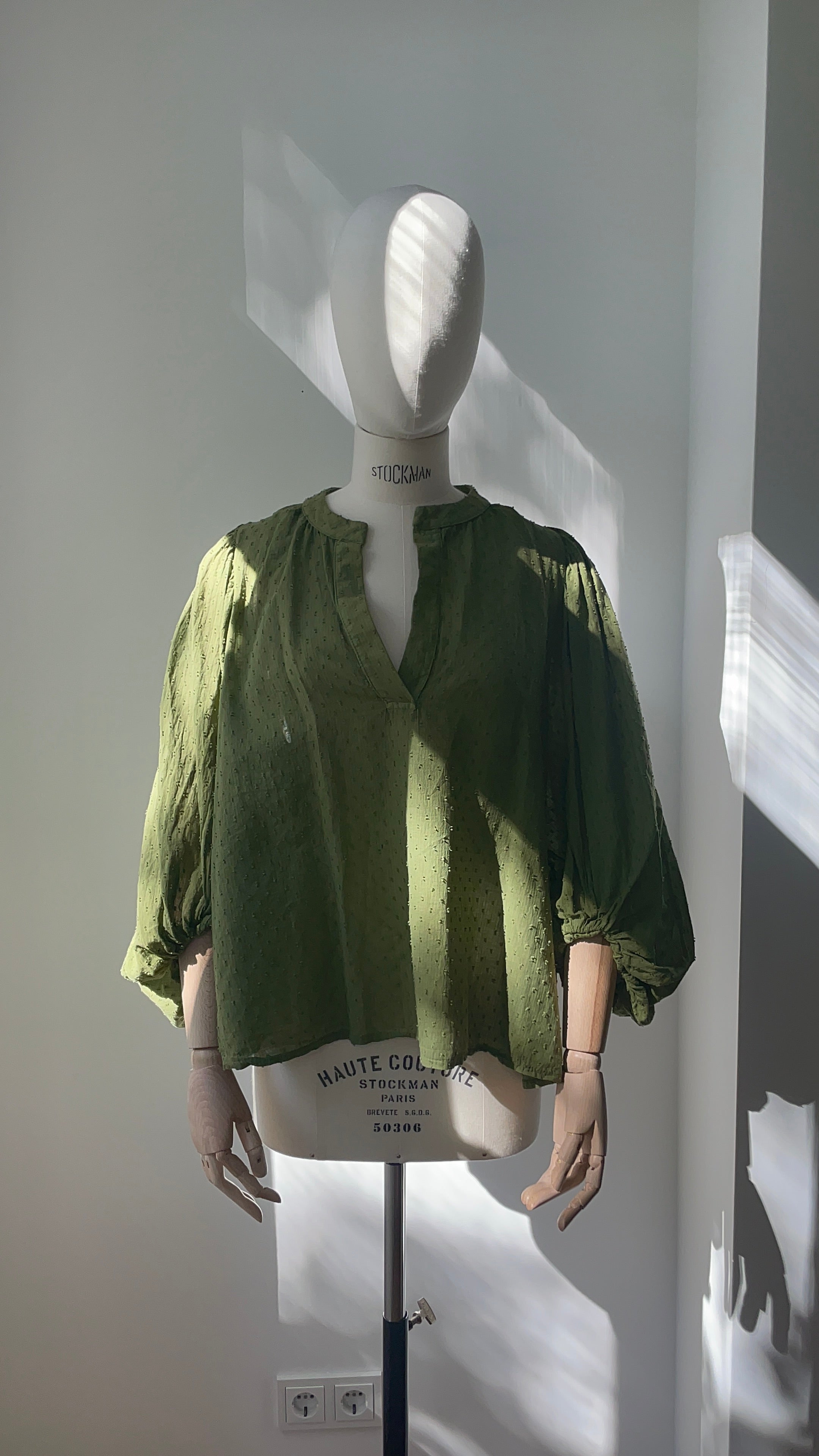 Musselinbluse mit Struktur - grün