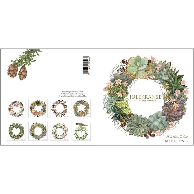 Weihnachtskranz – Grußkarten 8er Set mit Umschlägen