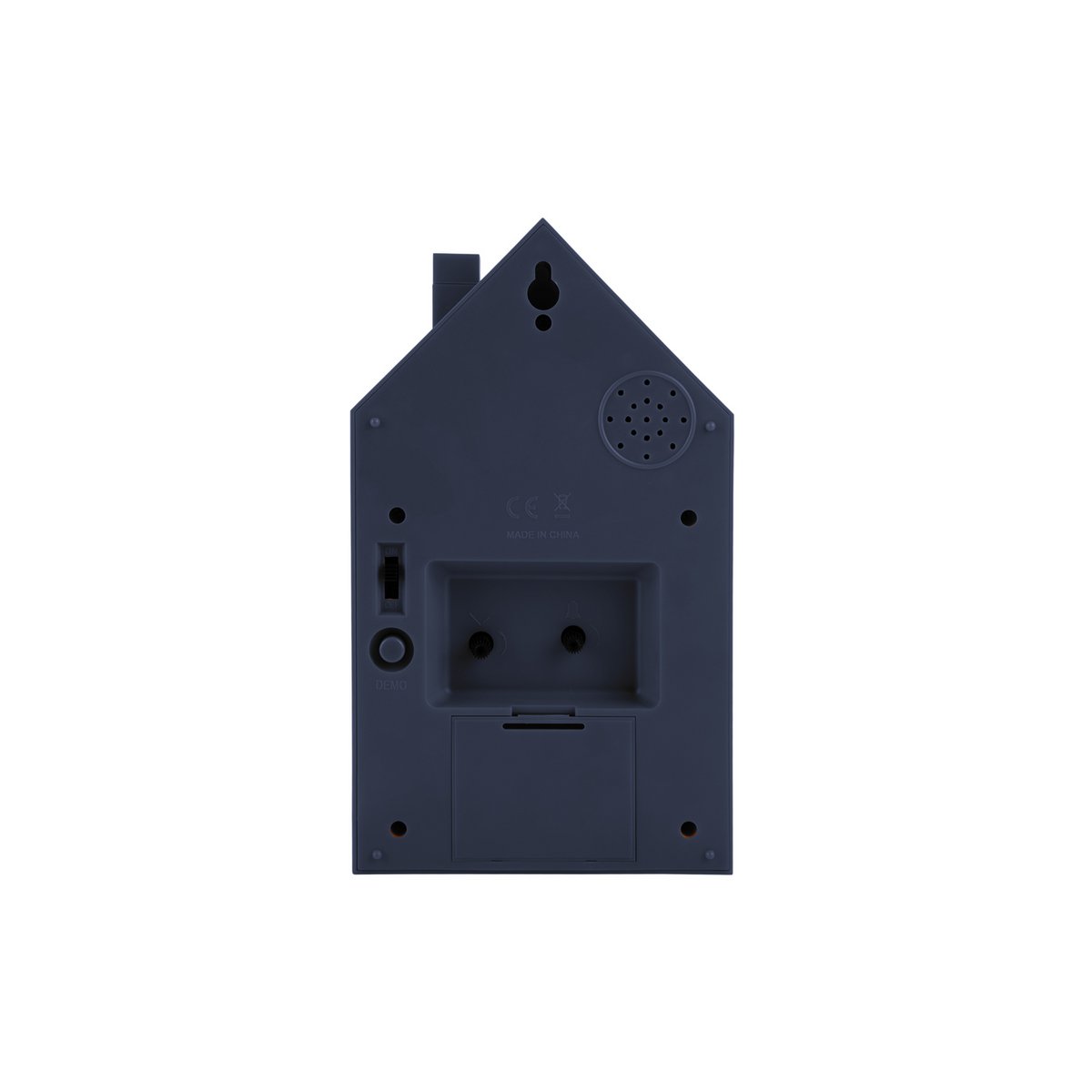 Rückansicht moderne Kuckucksuhr Karlsson Blau