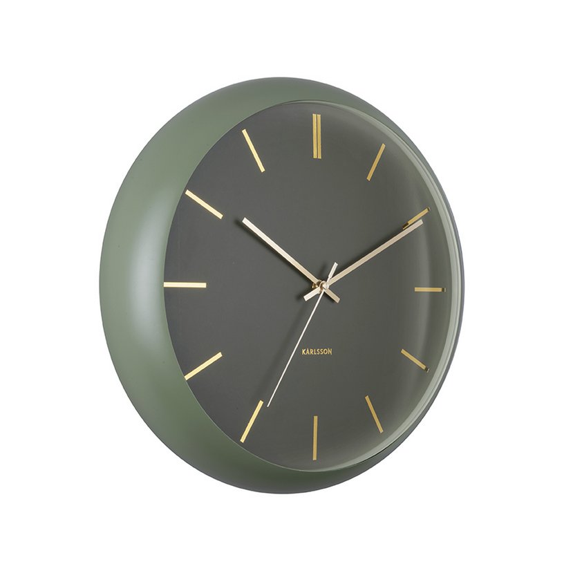 Karlsson Wanduhr Globus grün Seitenansicht aus Eisen