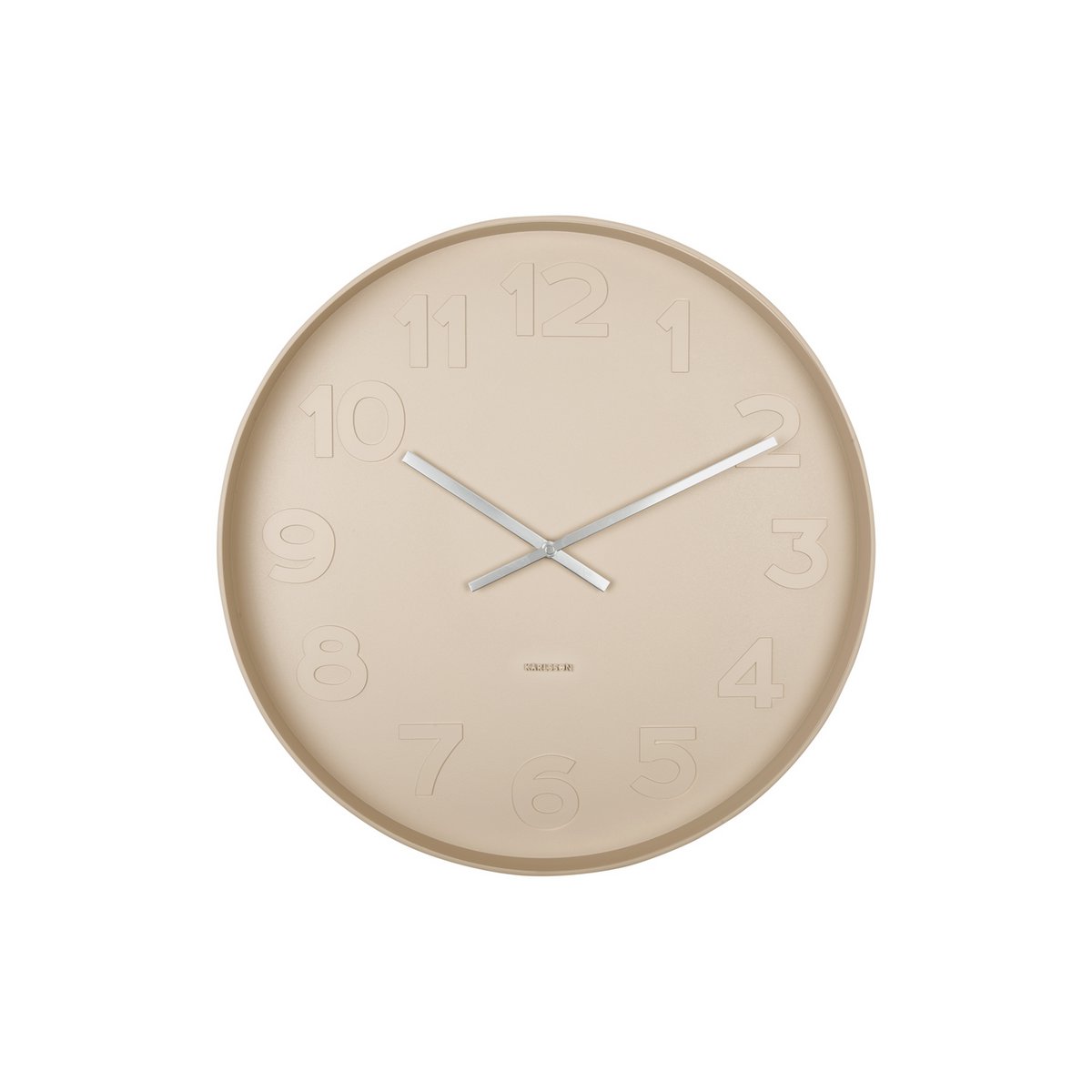 Karlsson Wanduhr Mr. Brown XL Frontansicht braun mit Zahlen