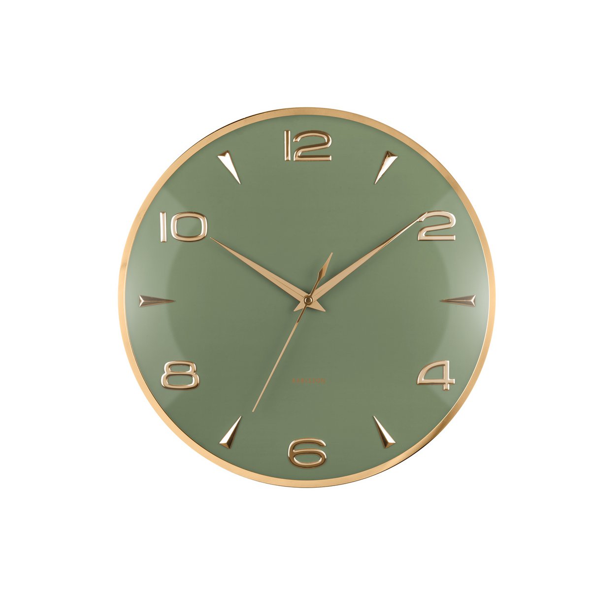 Karlsson Wanduhr Sienna Glow in Grün mit goldenen Indizes
