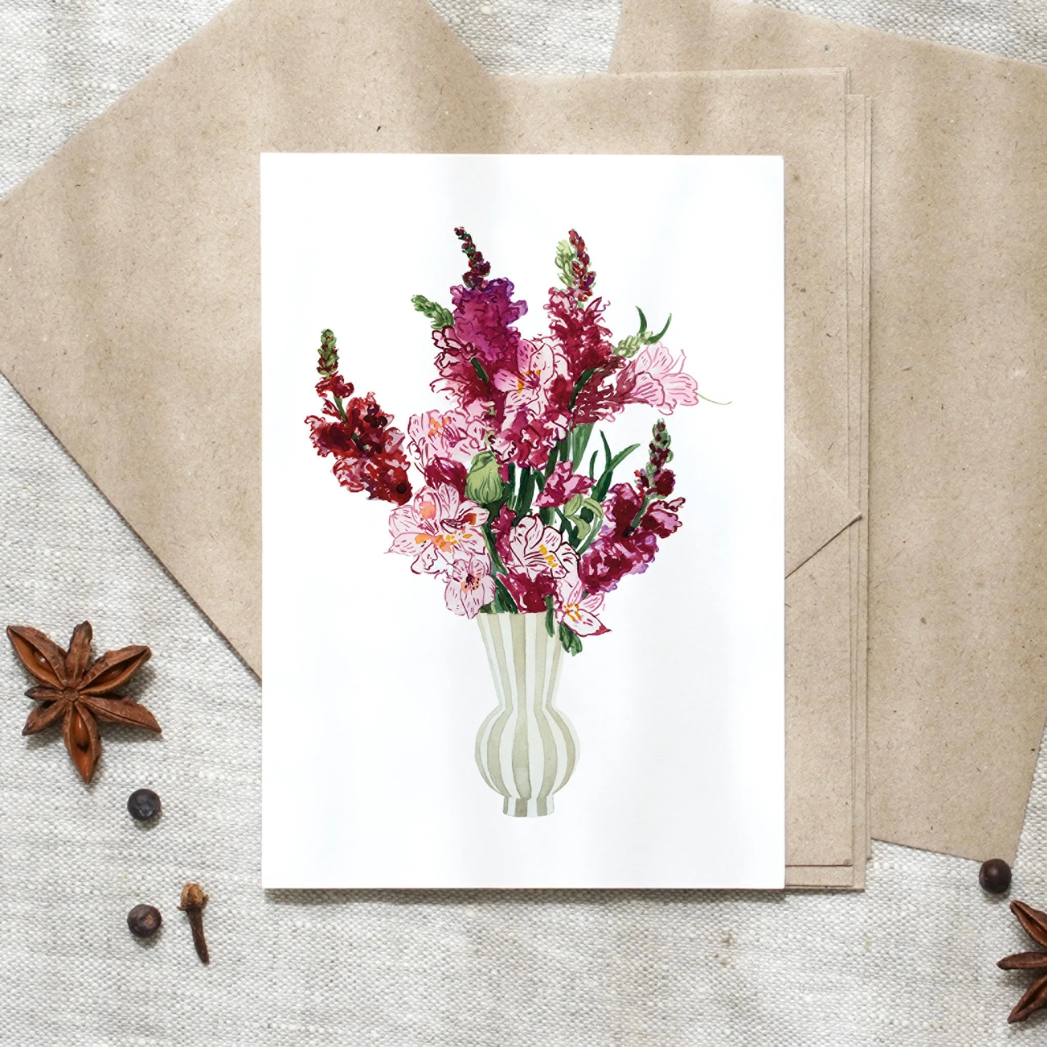 Postkarte - Pink Flower Bouquet