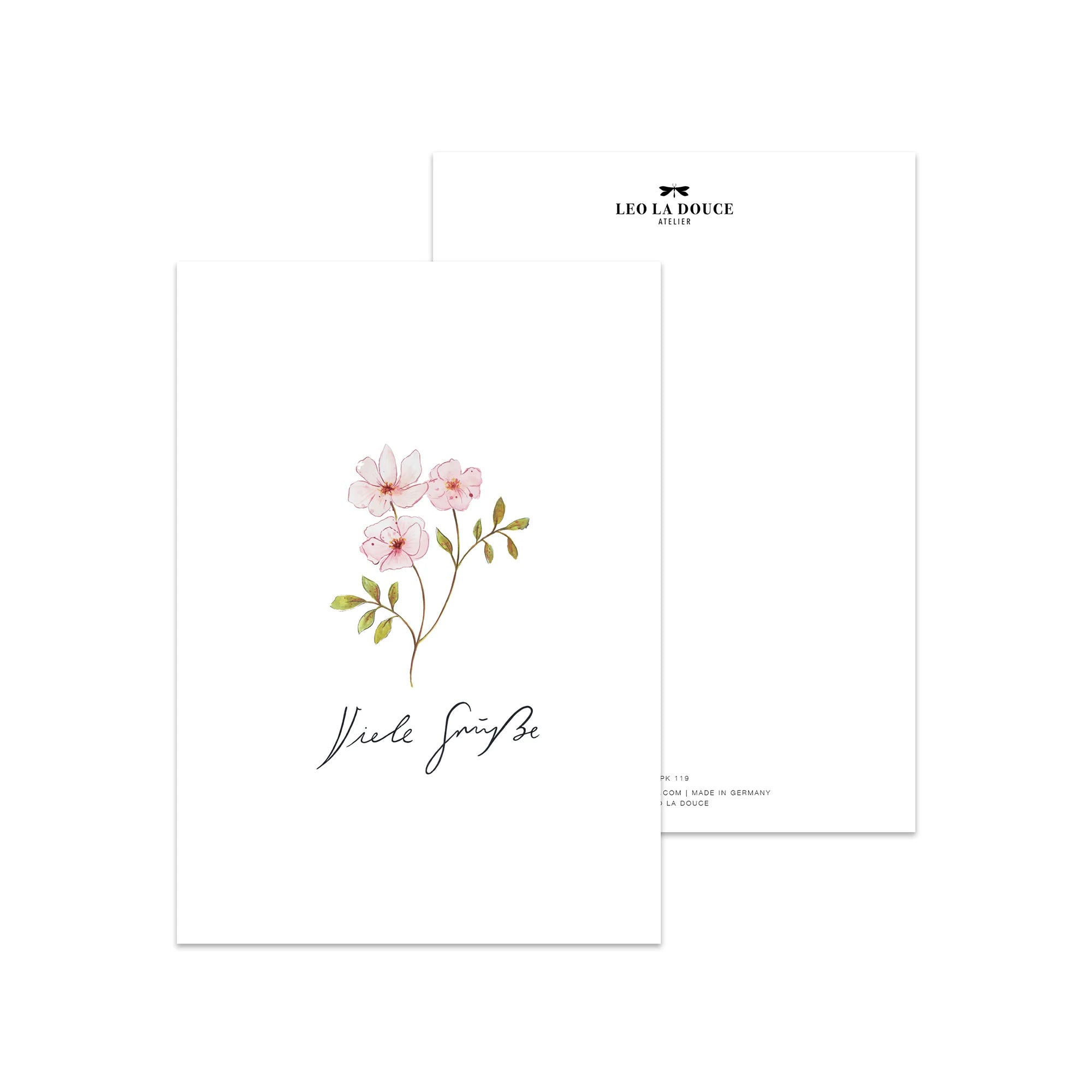 Postkarte - Viele Grüße (Rose)