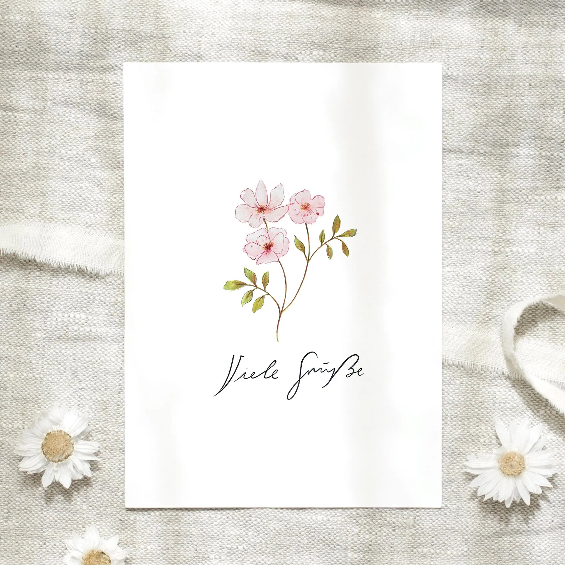 Postkarte - Viele Grüße (Rose)