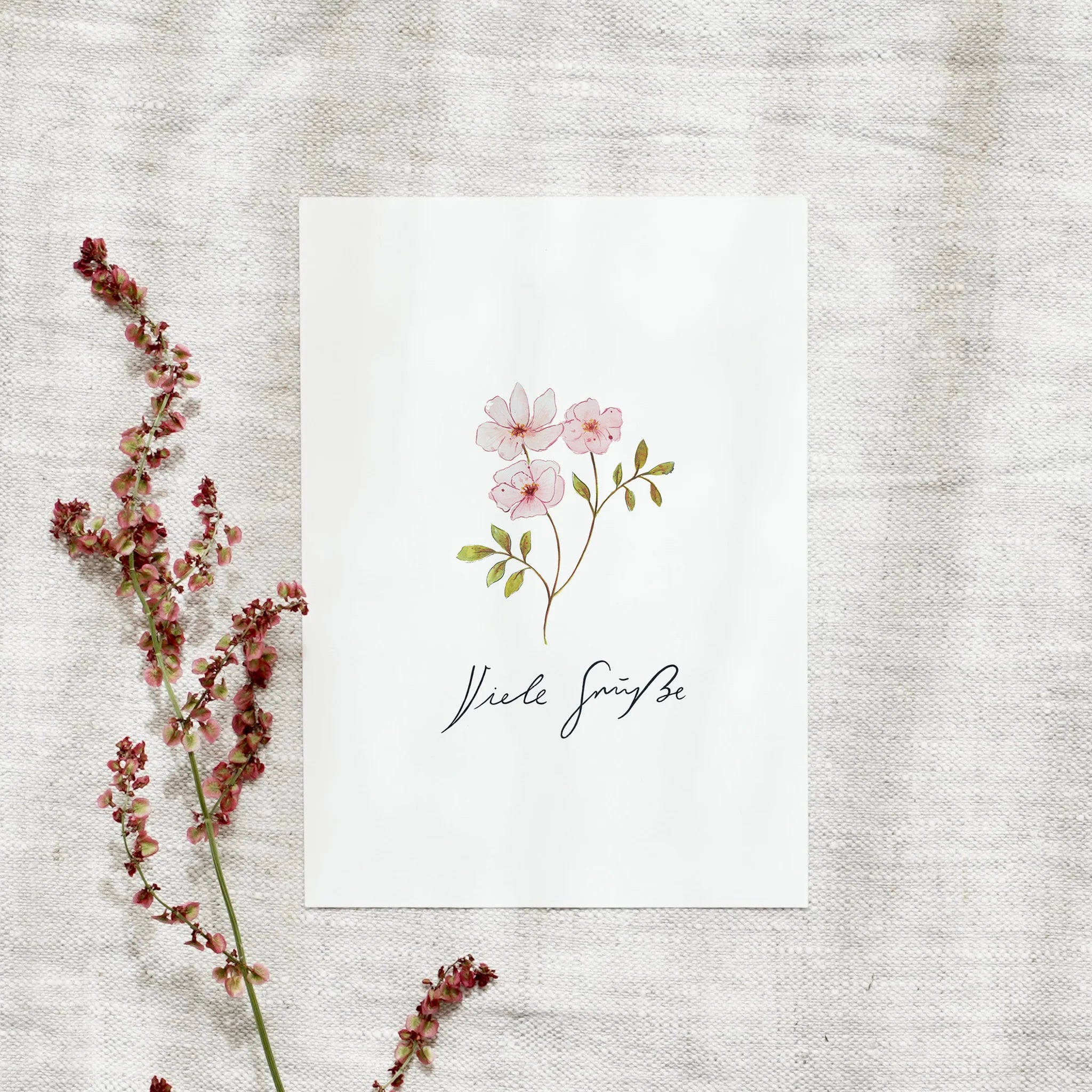 Postkarte - Viele Grüße (Rose)