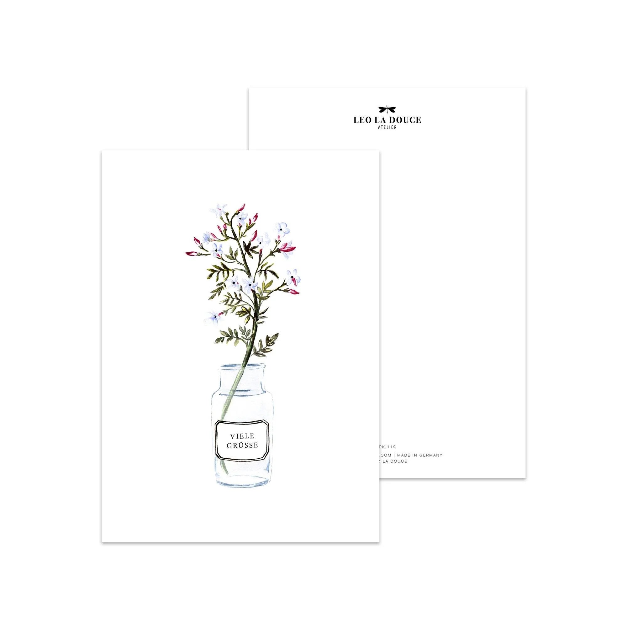 Postkarte Viele Grüße - Apothekerglas