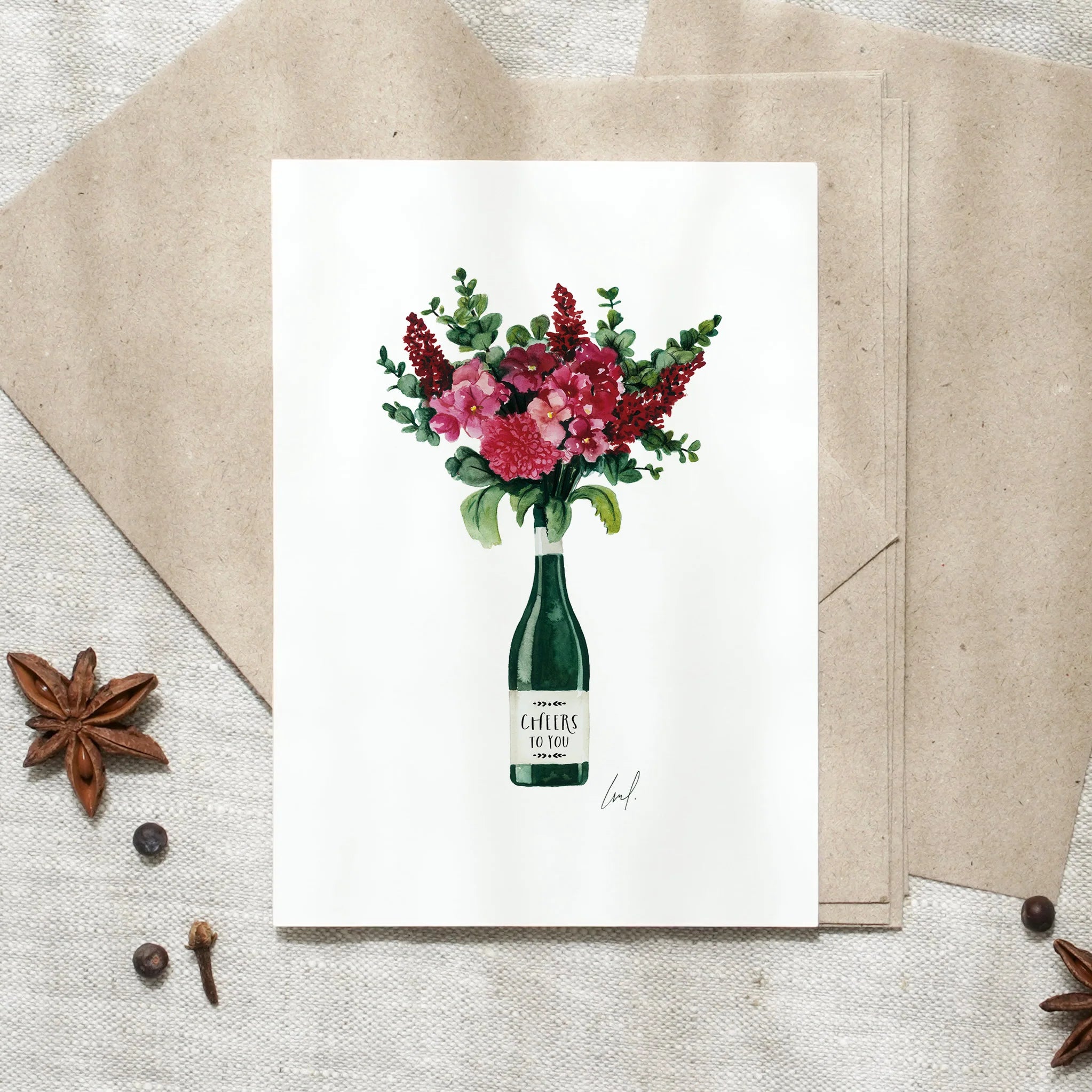 Postkarte Cheers - Floral Bouquet