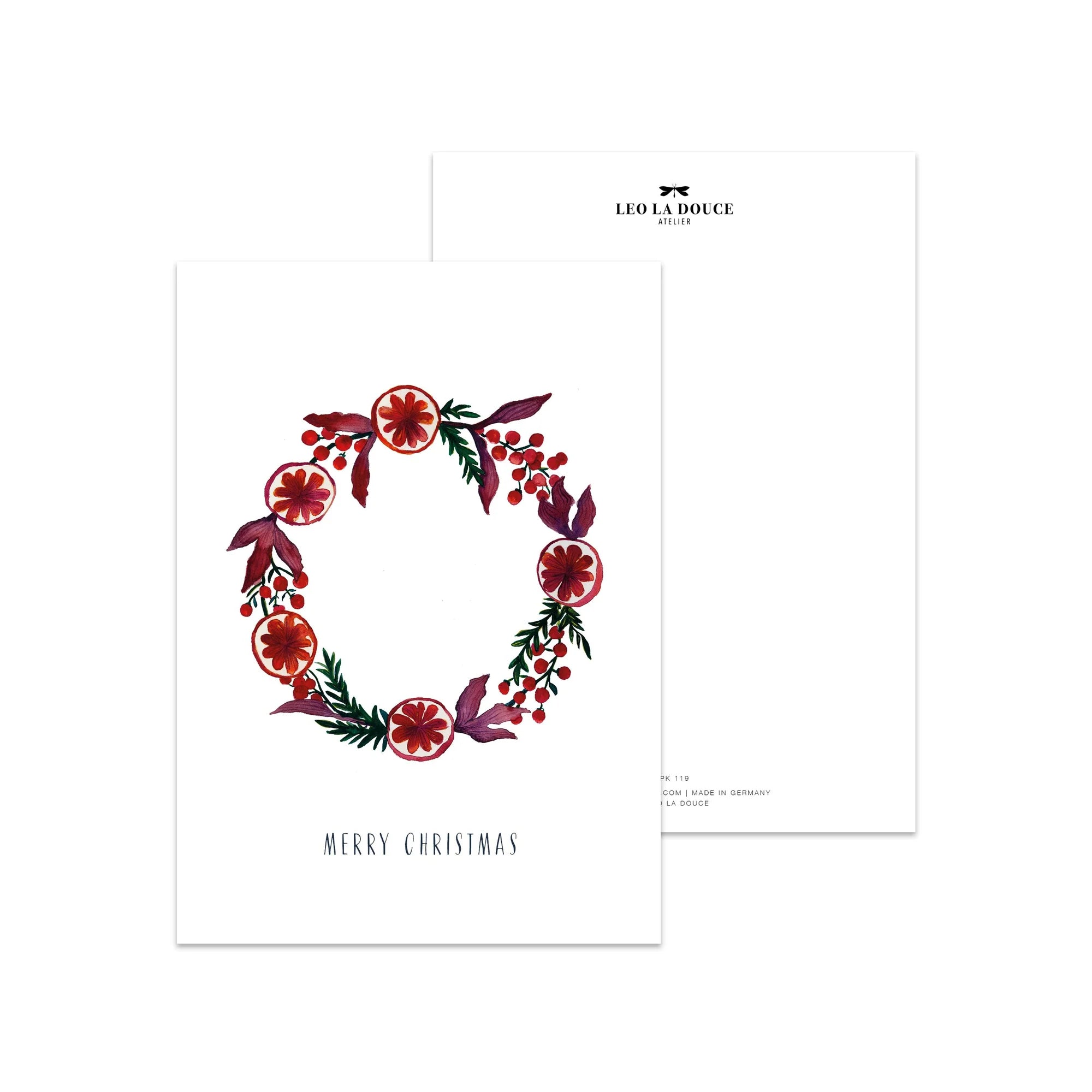 Postkarte - Weihnachtlicher Kranz | Rot