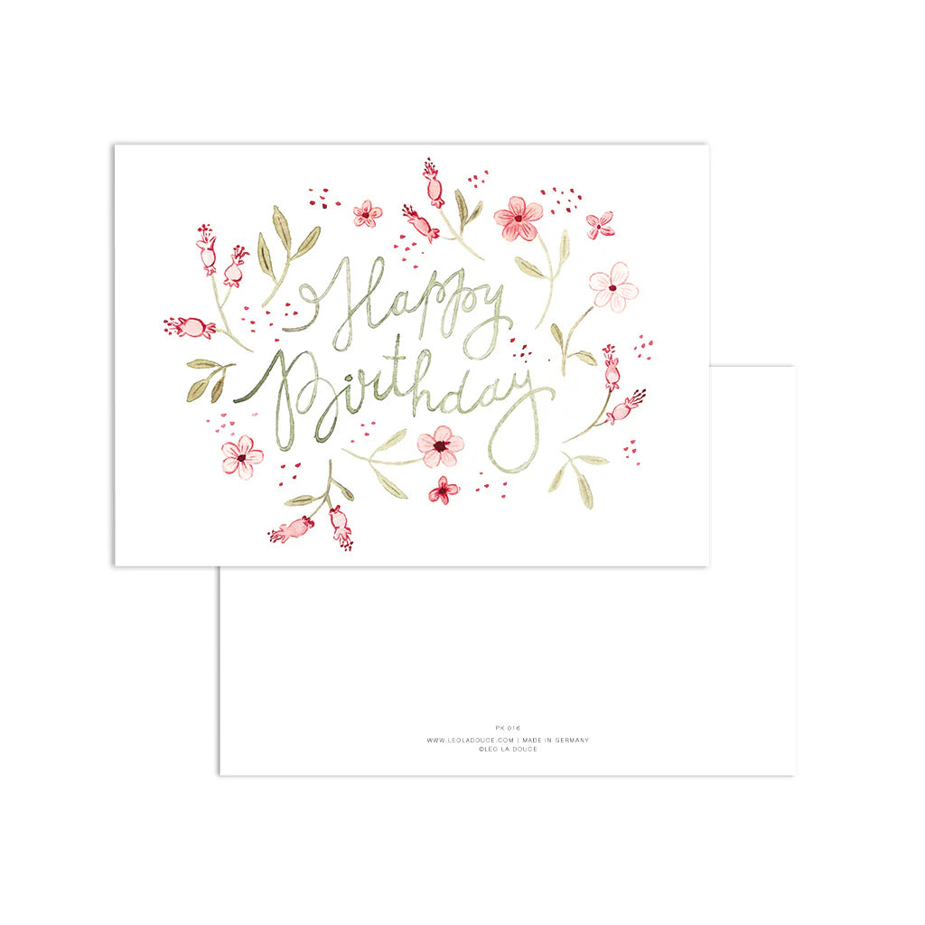 Postkarte - Happy Birthday | Rose Blossoms