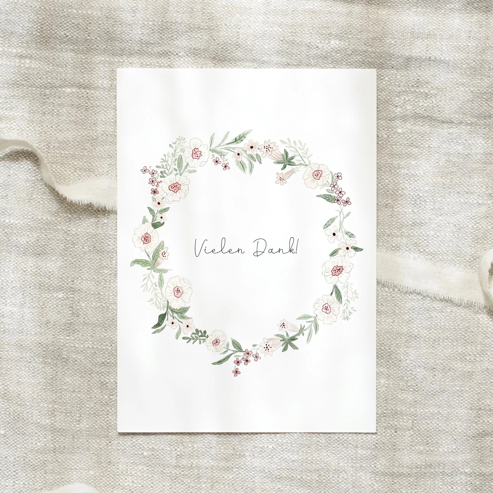 Postkarte - Vielen Dank | Blumenkranz