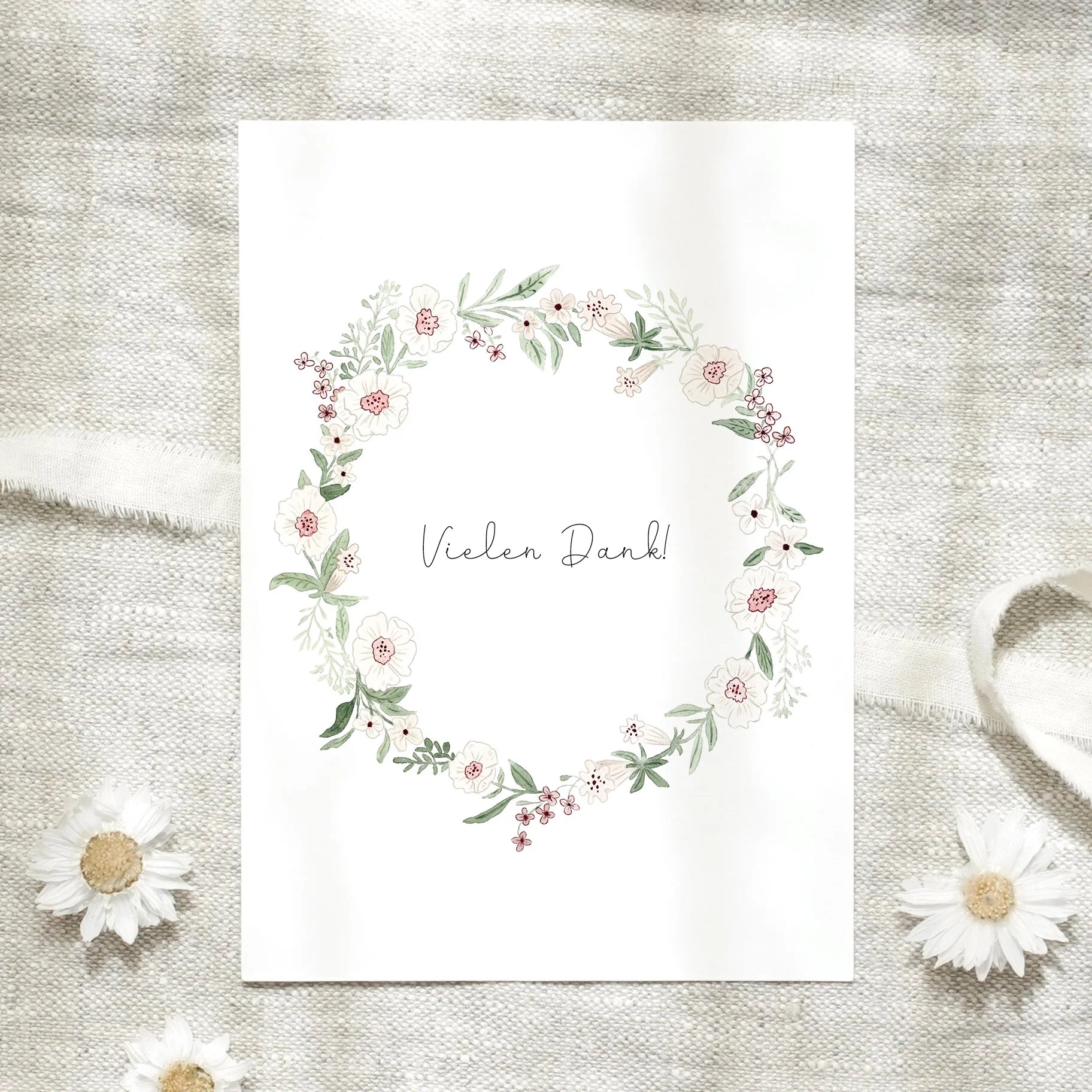 Postkarte - Vielen Dank | Blumenkranz