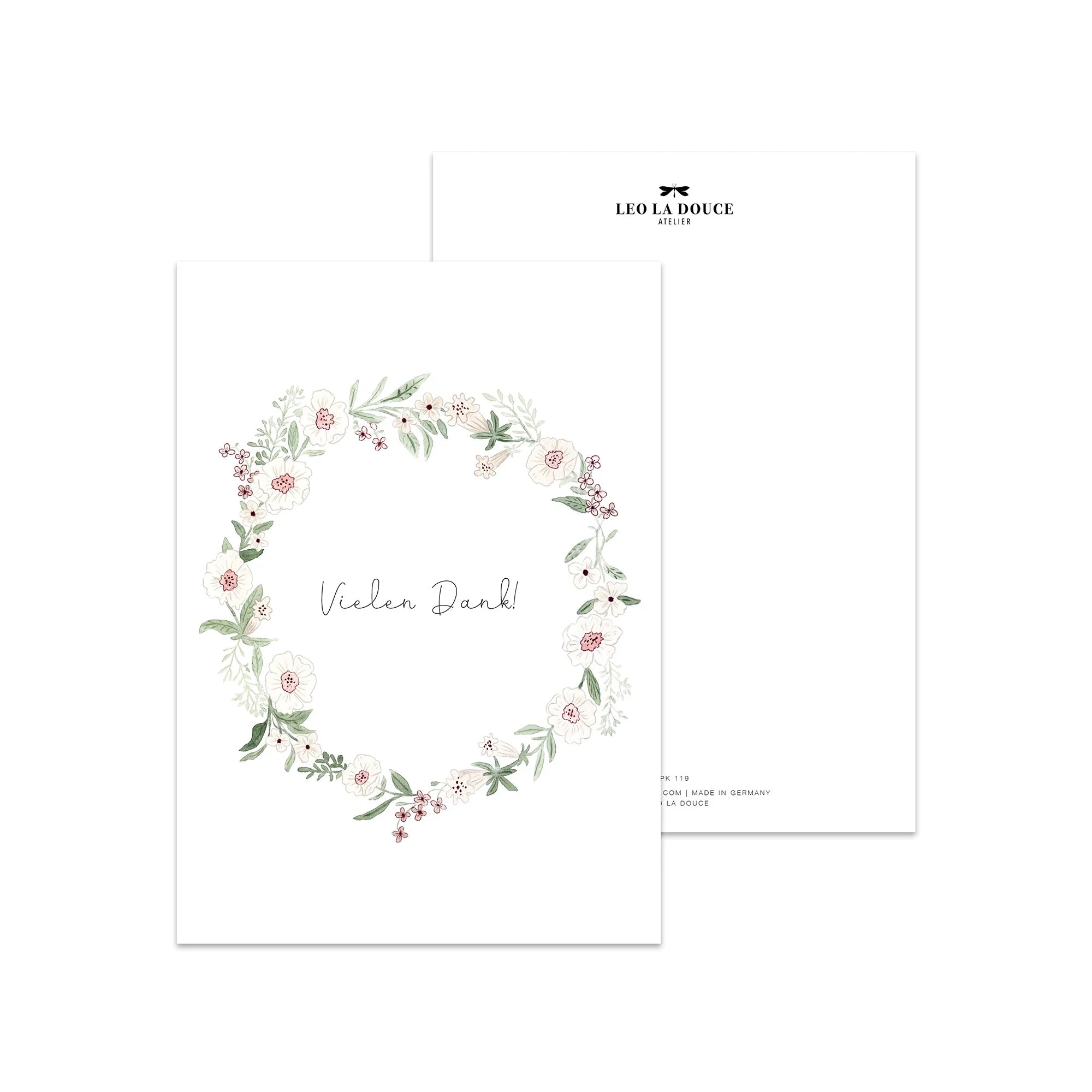 Postkarte - Vielen Dank | Blumenkranz