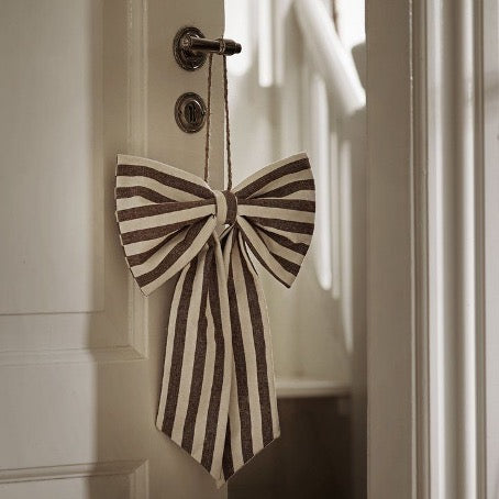 Weihnachts-Schleife / Christmas Bow - Mocca gestreift- L 28 x 18 cm