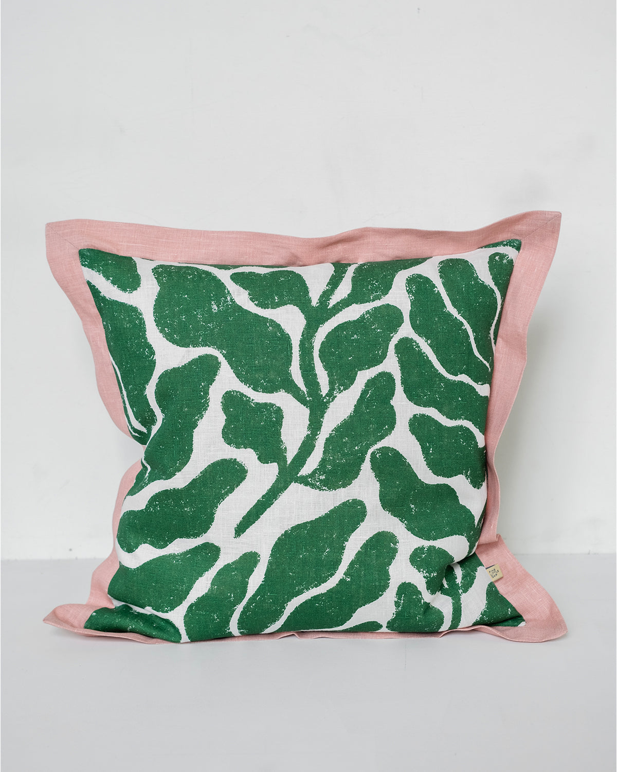 Kissenbezug Leaves - rosa / grün