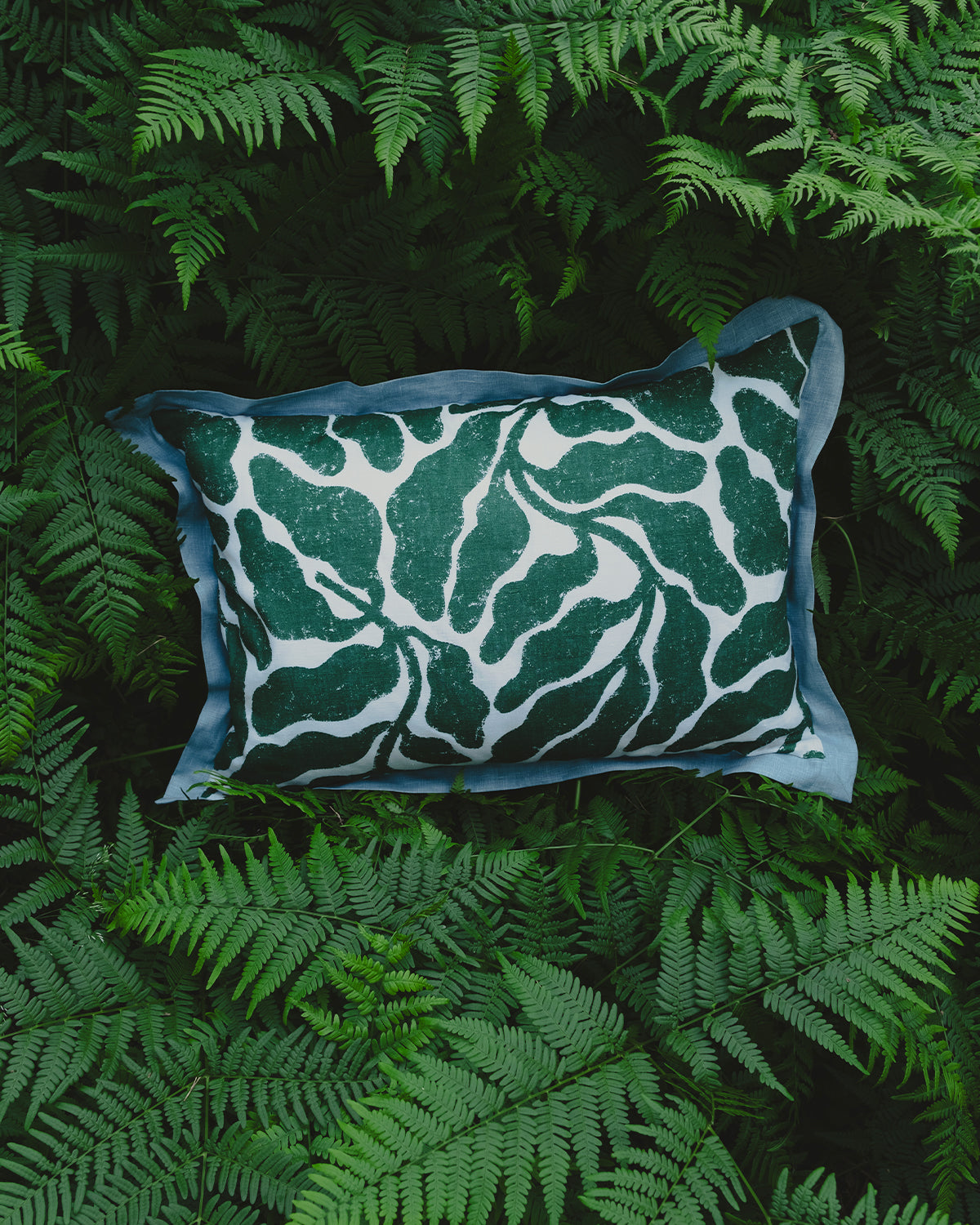 Kissenbezug Leaves - blau / grün