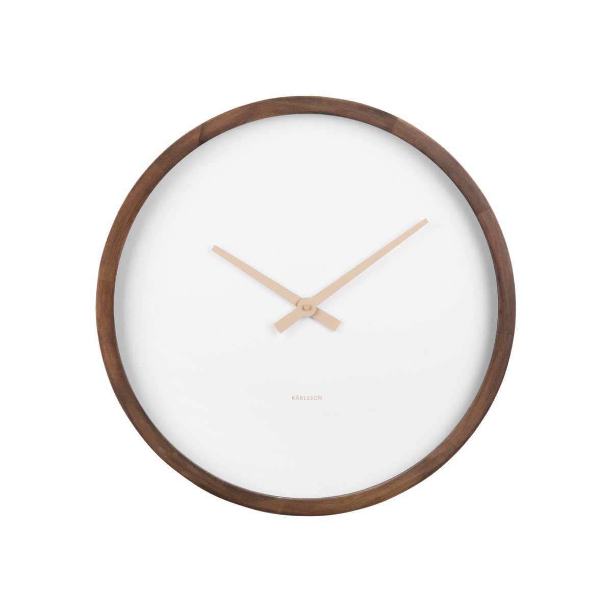 Frontansicht der großen Wanduhr „Ancho“ von Karlsson mit Holzrahmen