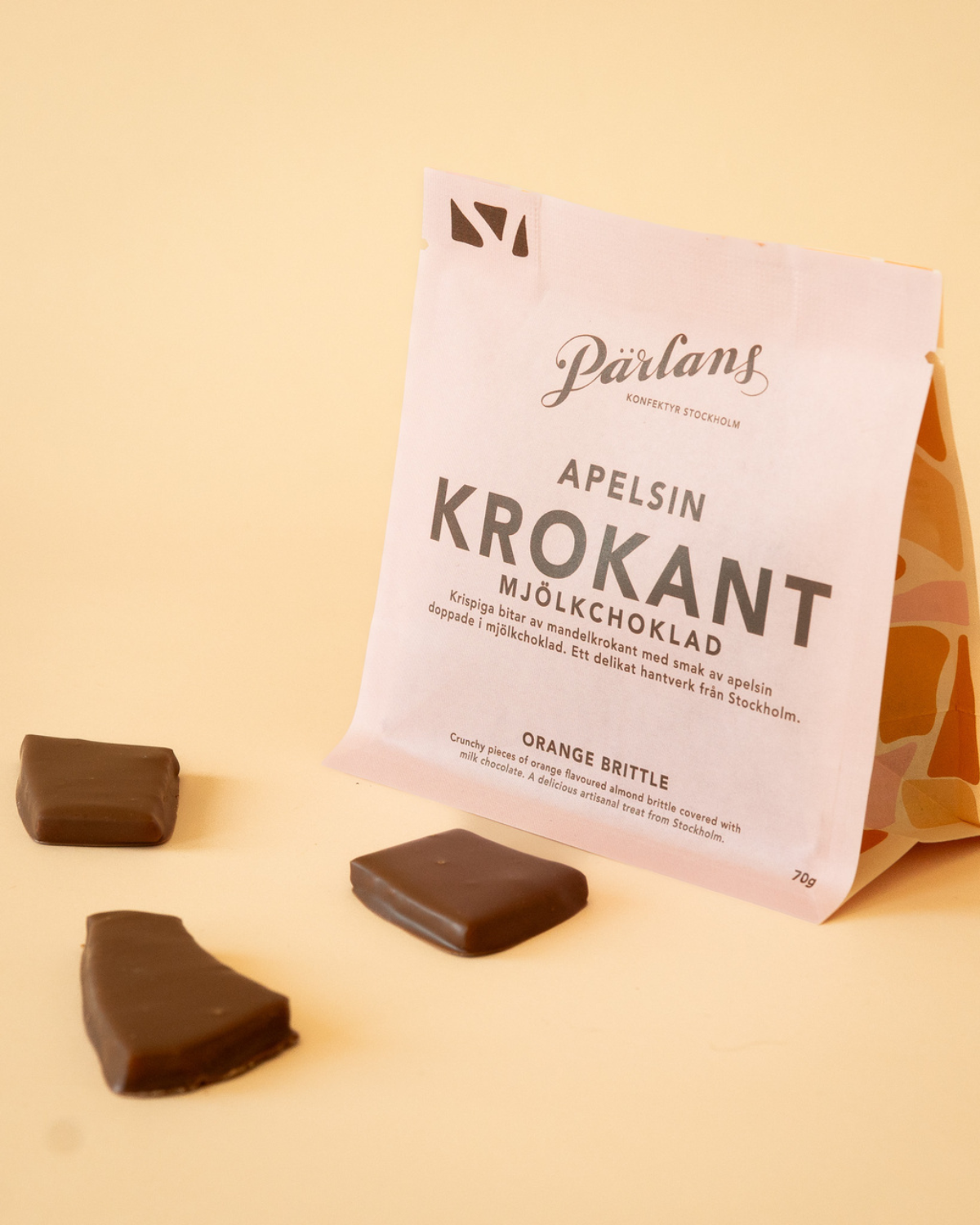 Mandel Krokant Brittle Bag - Orange 70 g