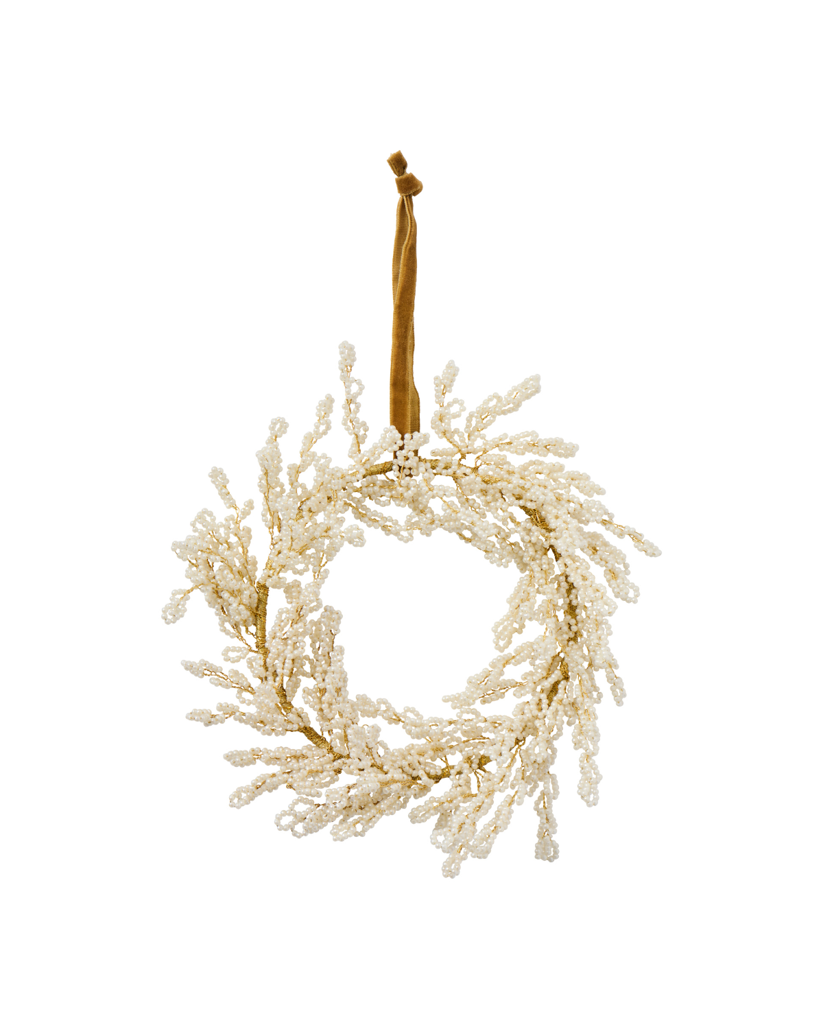 Ornament Kranz mit Perlen - Weiß
