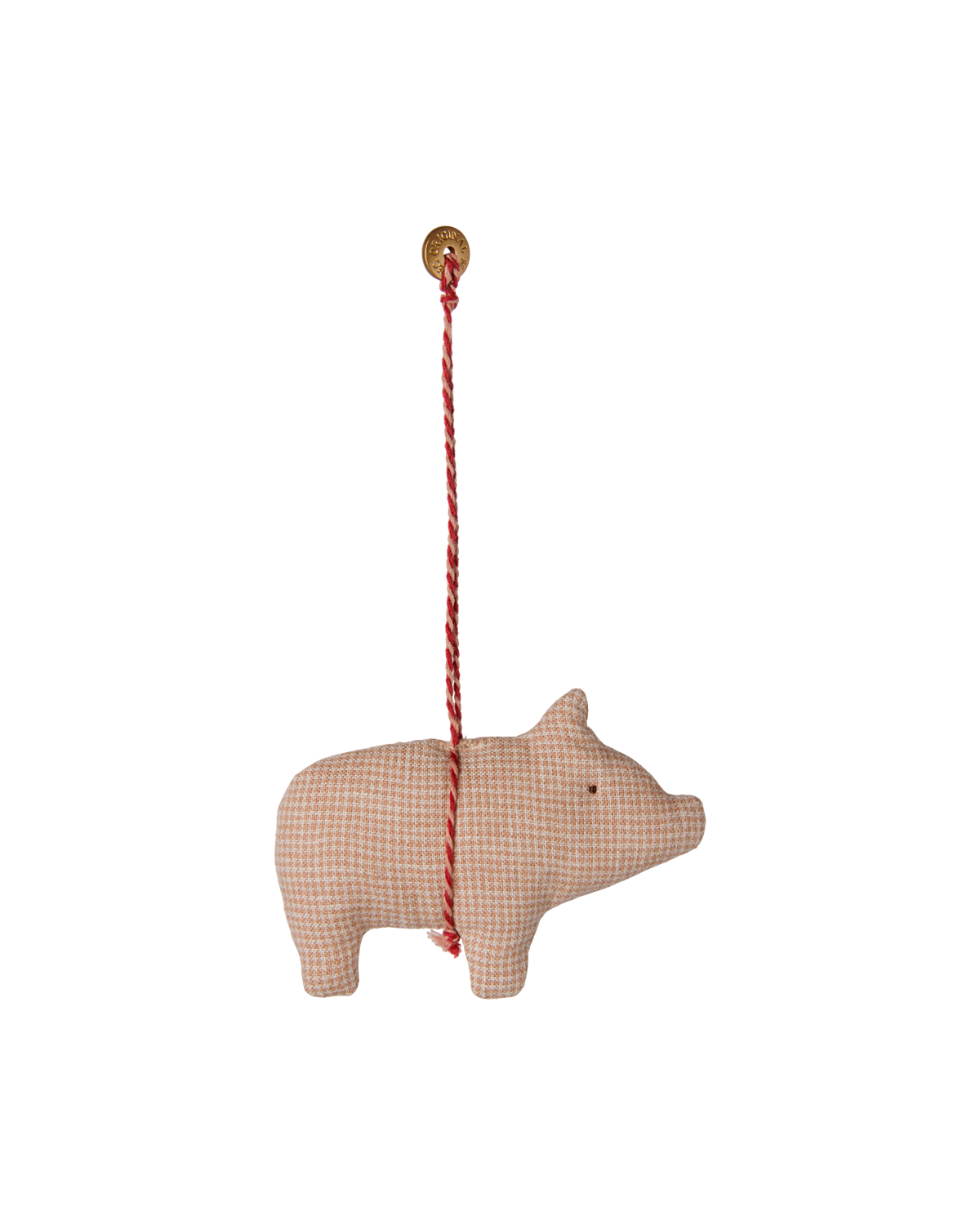 Stoffornament Schwein – Rose/Kariert