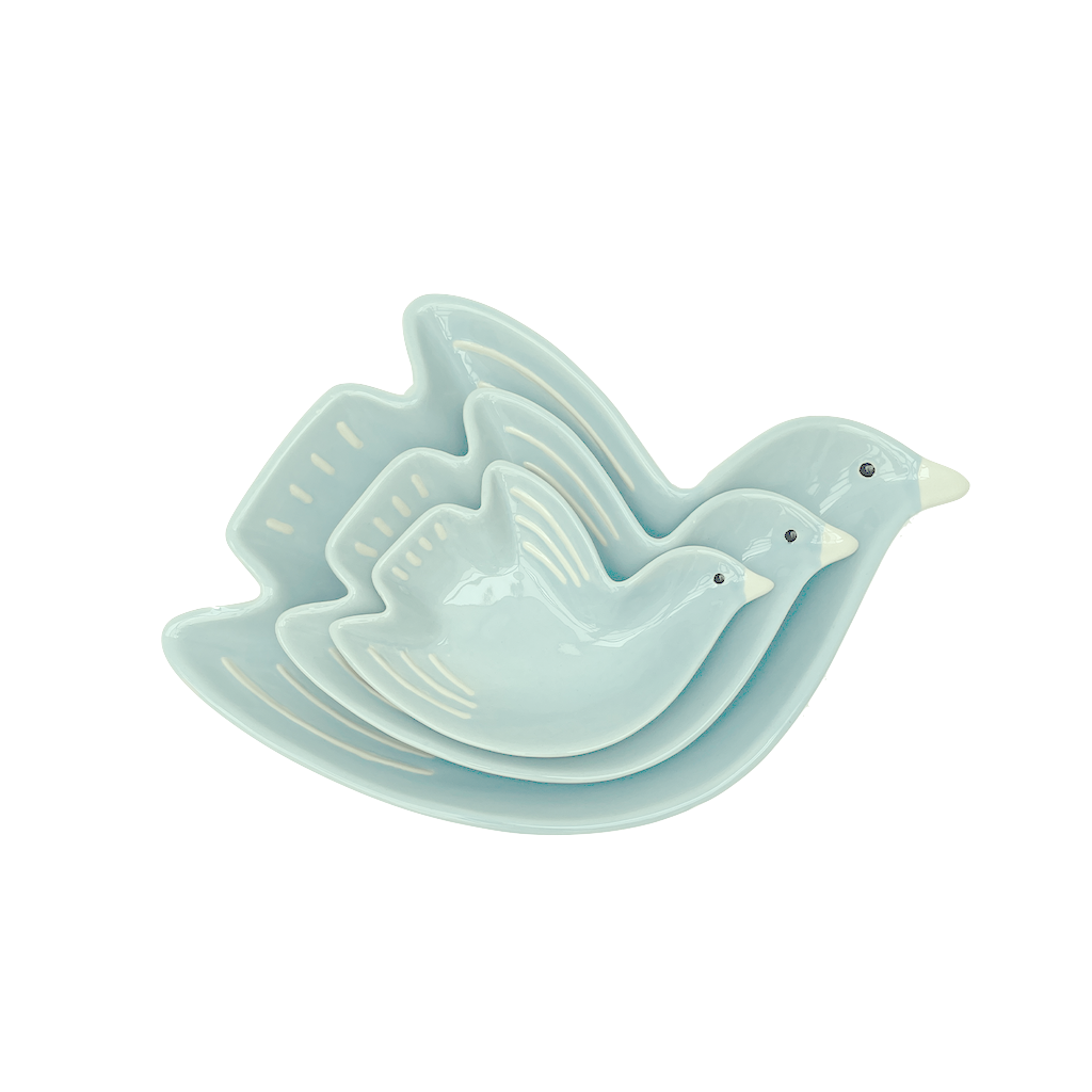 Große Schale in Vogel-Form - frostblau