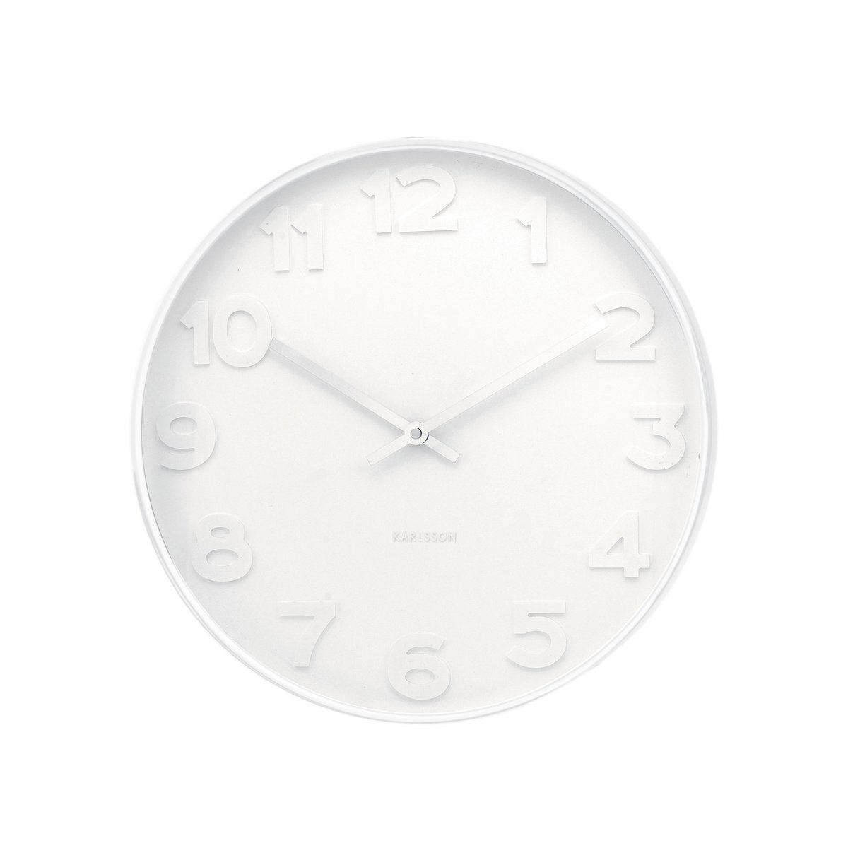 Große Karlsson Wanduhr Mr. White Zahlen – Frontansicht