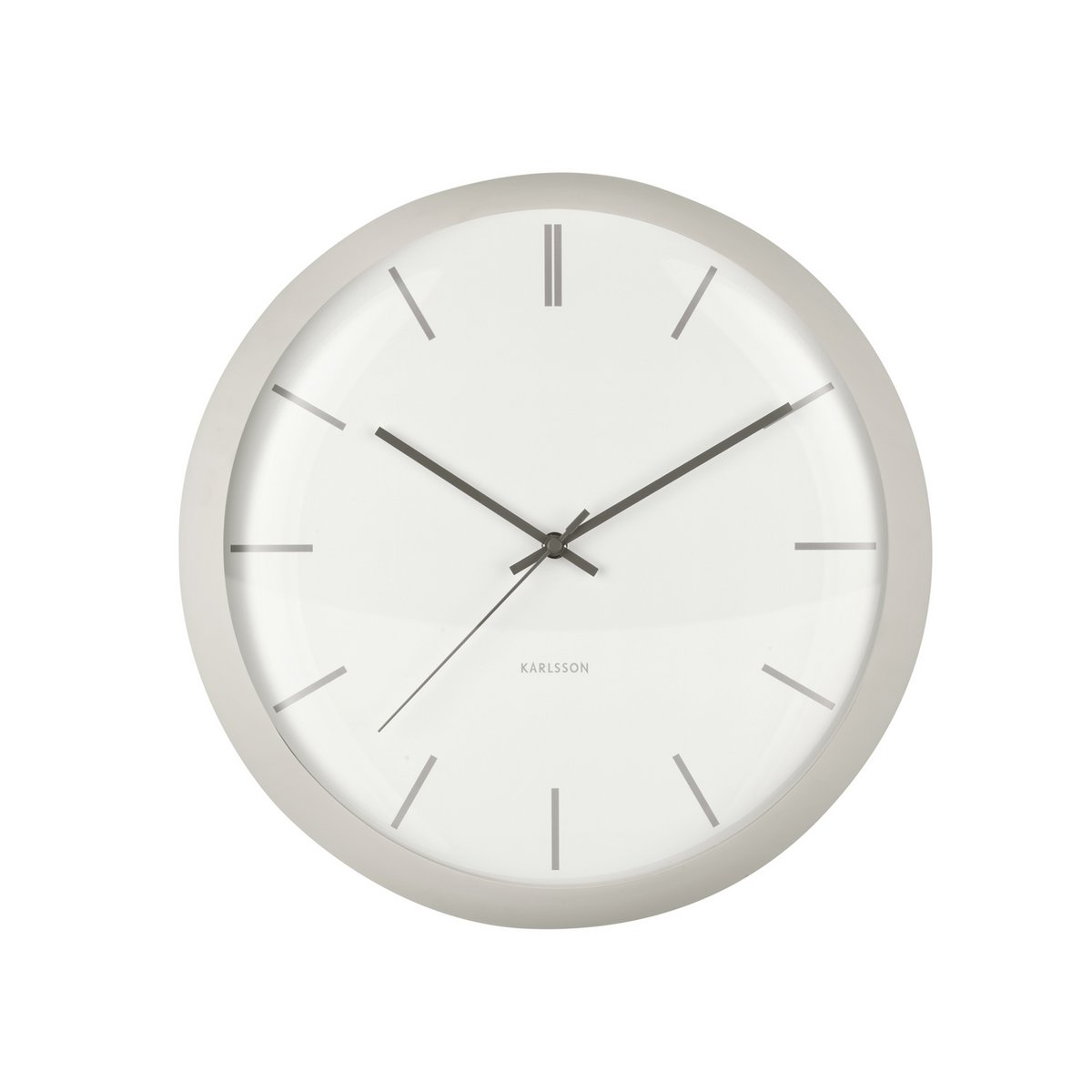 Frontalansicht der Karlsson Wanduhr Nirvana Globe in Grau