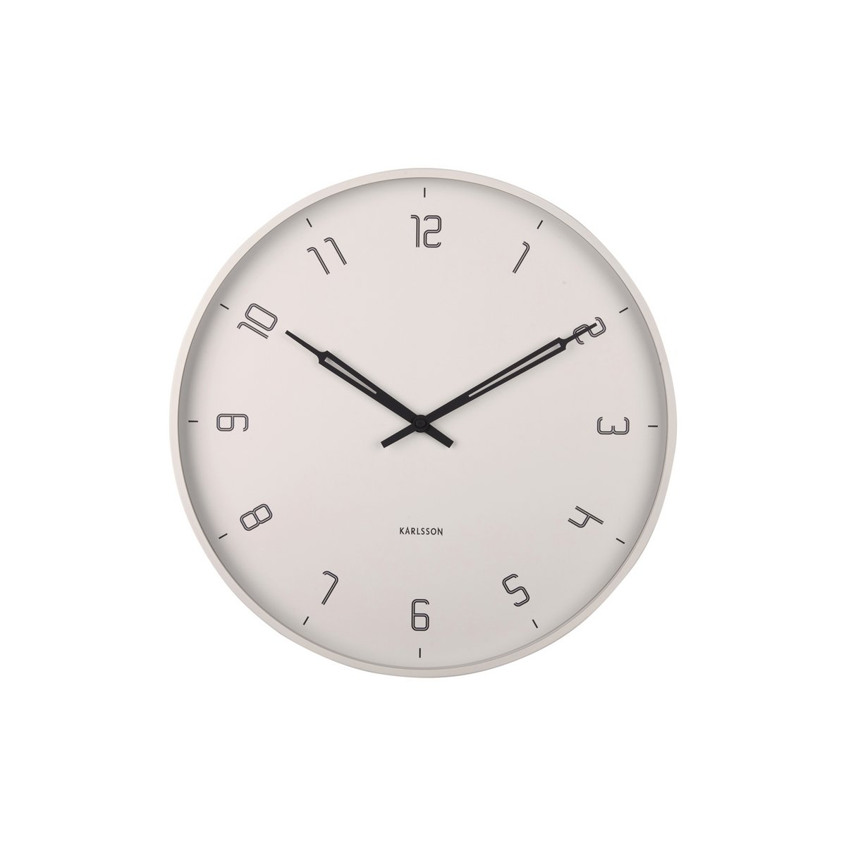 Karlsson Wanduhr Stark – Frontansicht in Grau mit Eisenrahmen, 40 cm Durchmesser