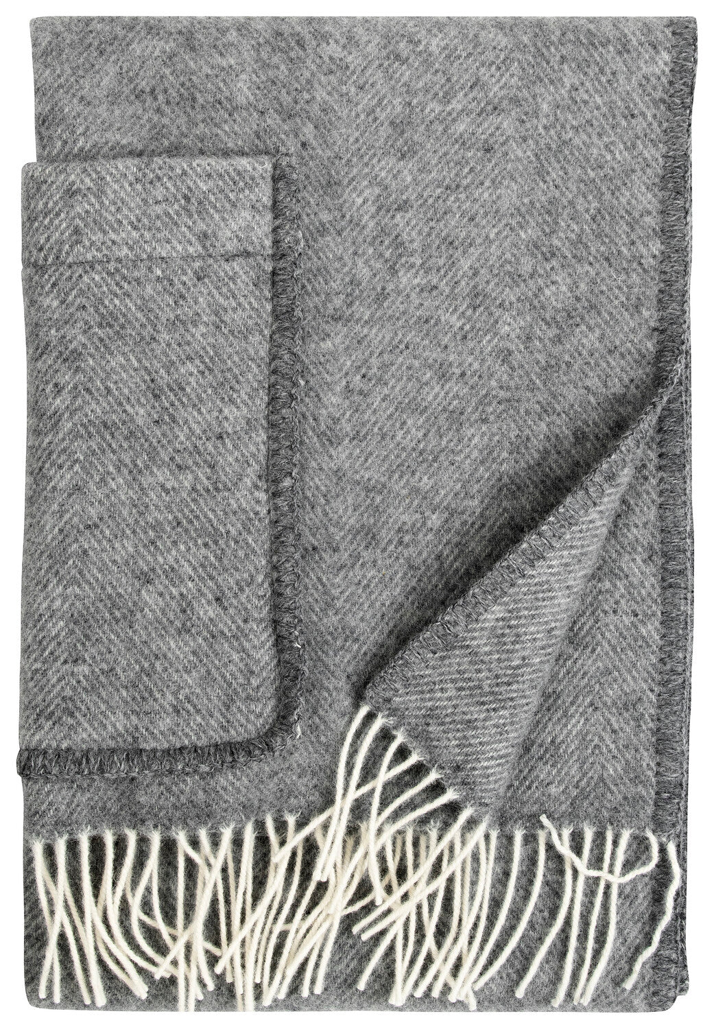 Wollschal Arvo mit Taschen - White-Melange Grey