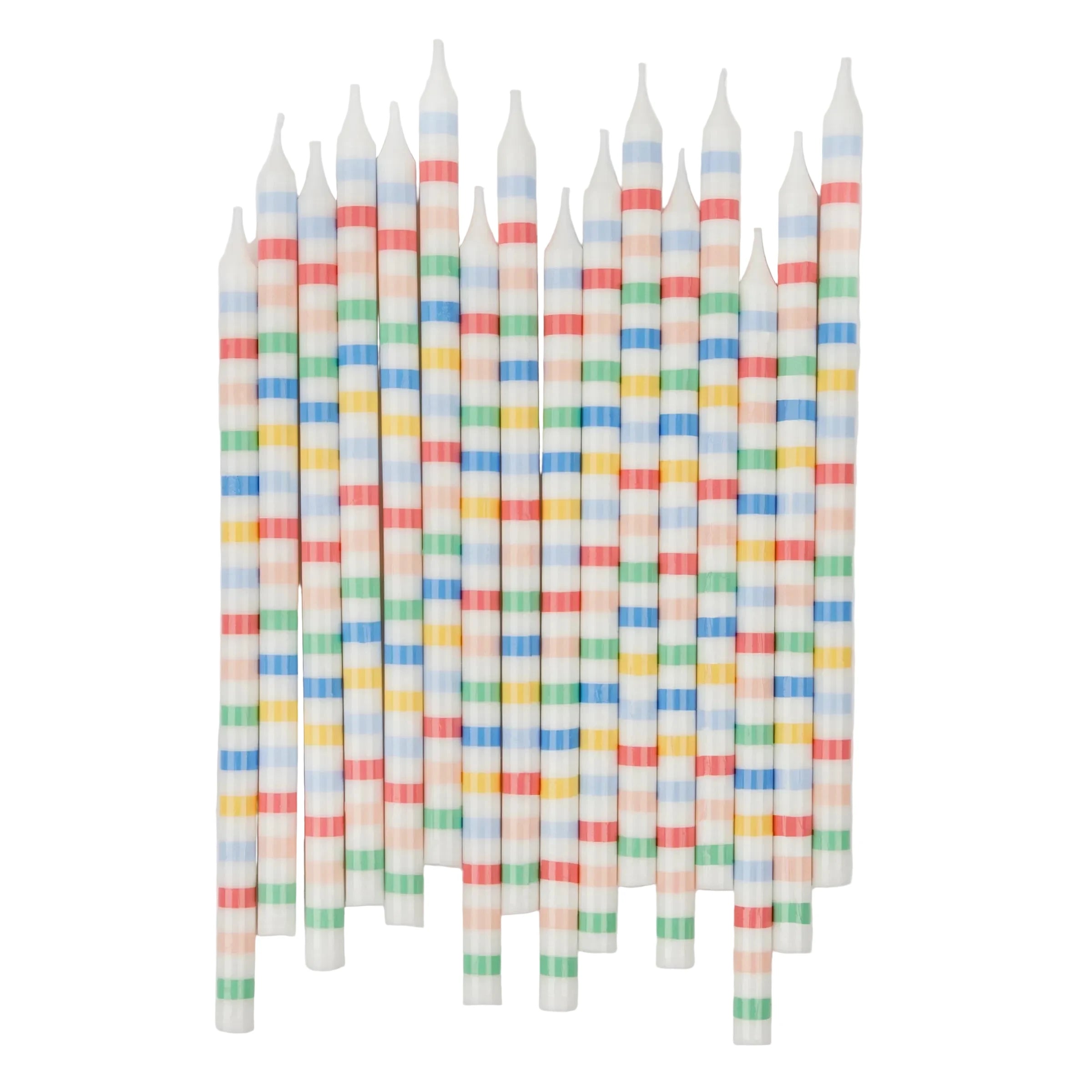 Multi-Streifen Geburtstagskerzen – 16 Stück
