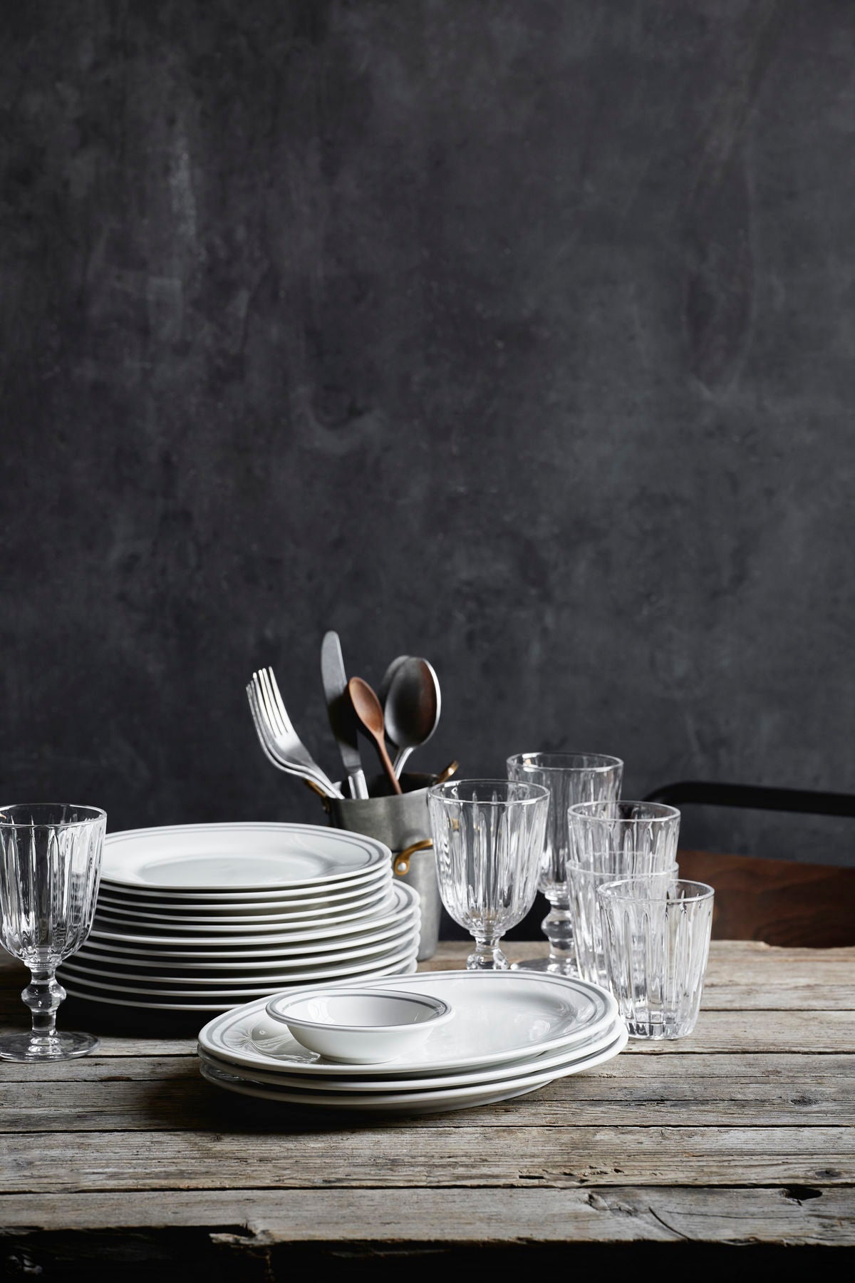Teller Bistro - grau 4er Set ⌀ 23 cm Lunch Plate