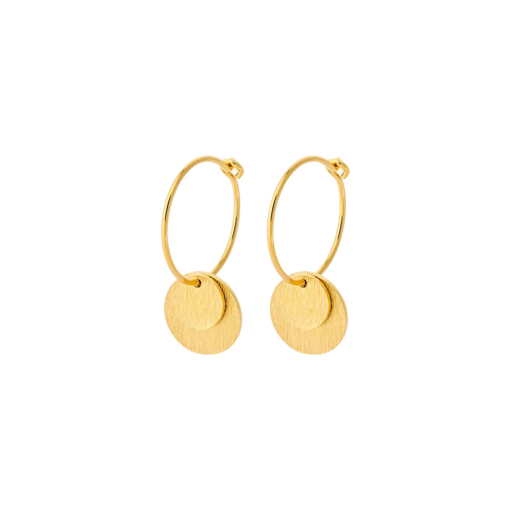 Frontansicht Small Coin Ohrringe Gold von Pernille Corydon