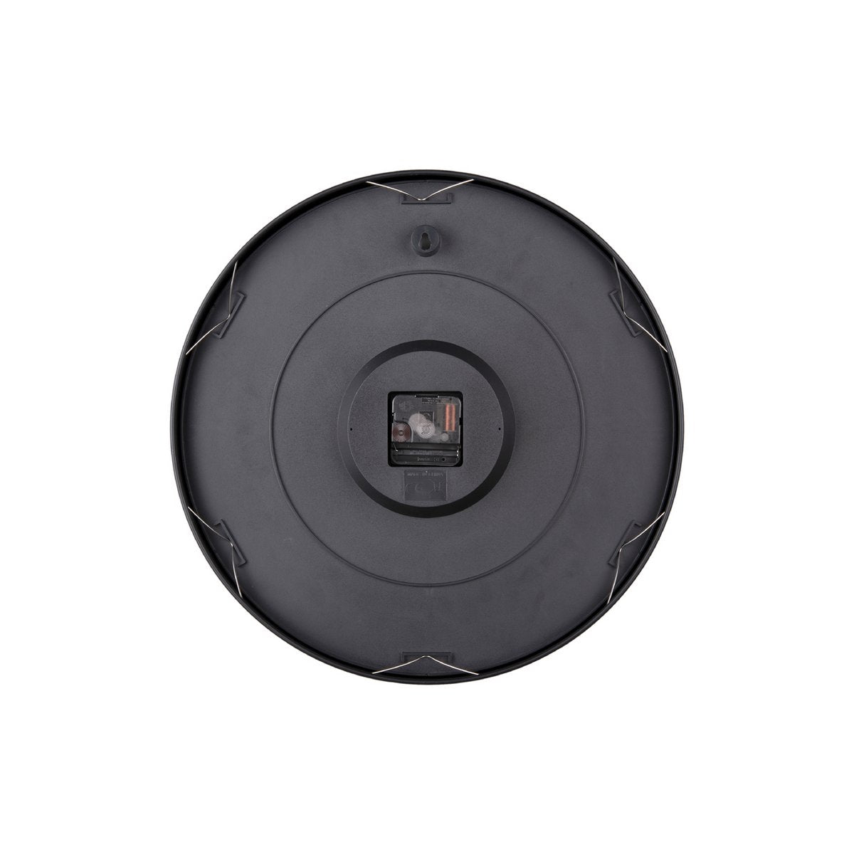 Rückansicht der Wanduhr Stark – Karlsson Design, Eisenkorpus mit Aufhängung