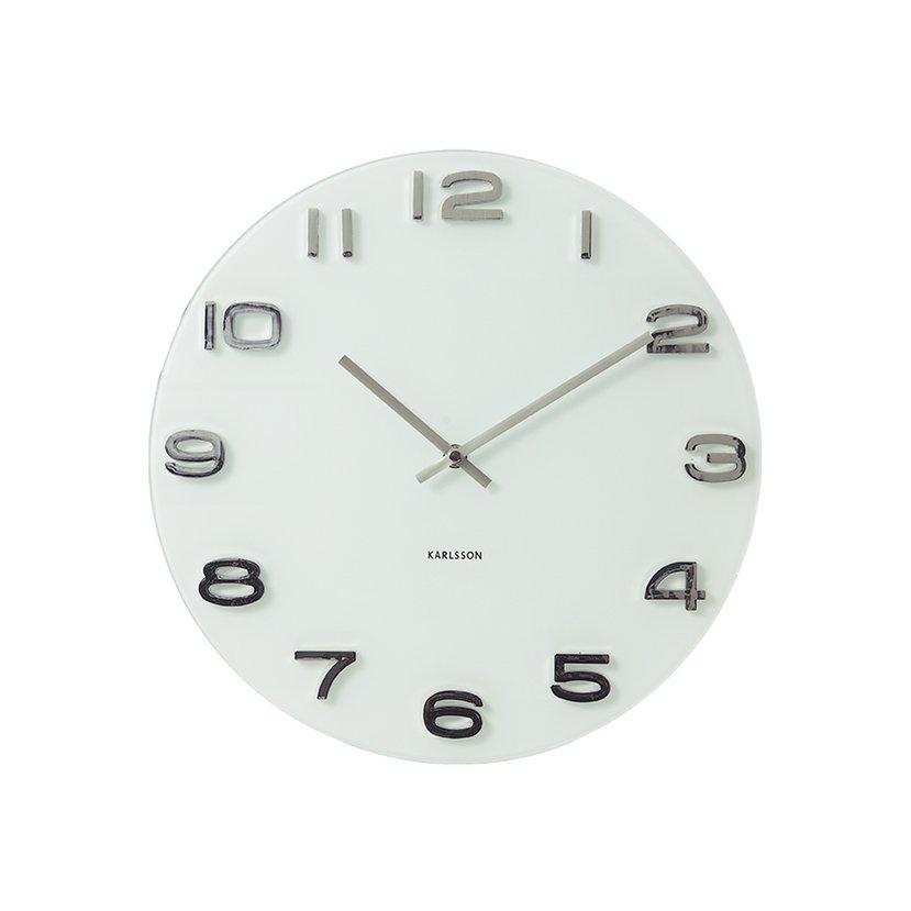 Karlsson Wanduhr Vintage rund in Weiß mit Glas – Frontalansich