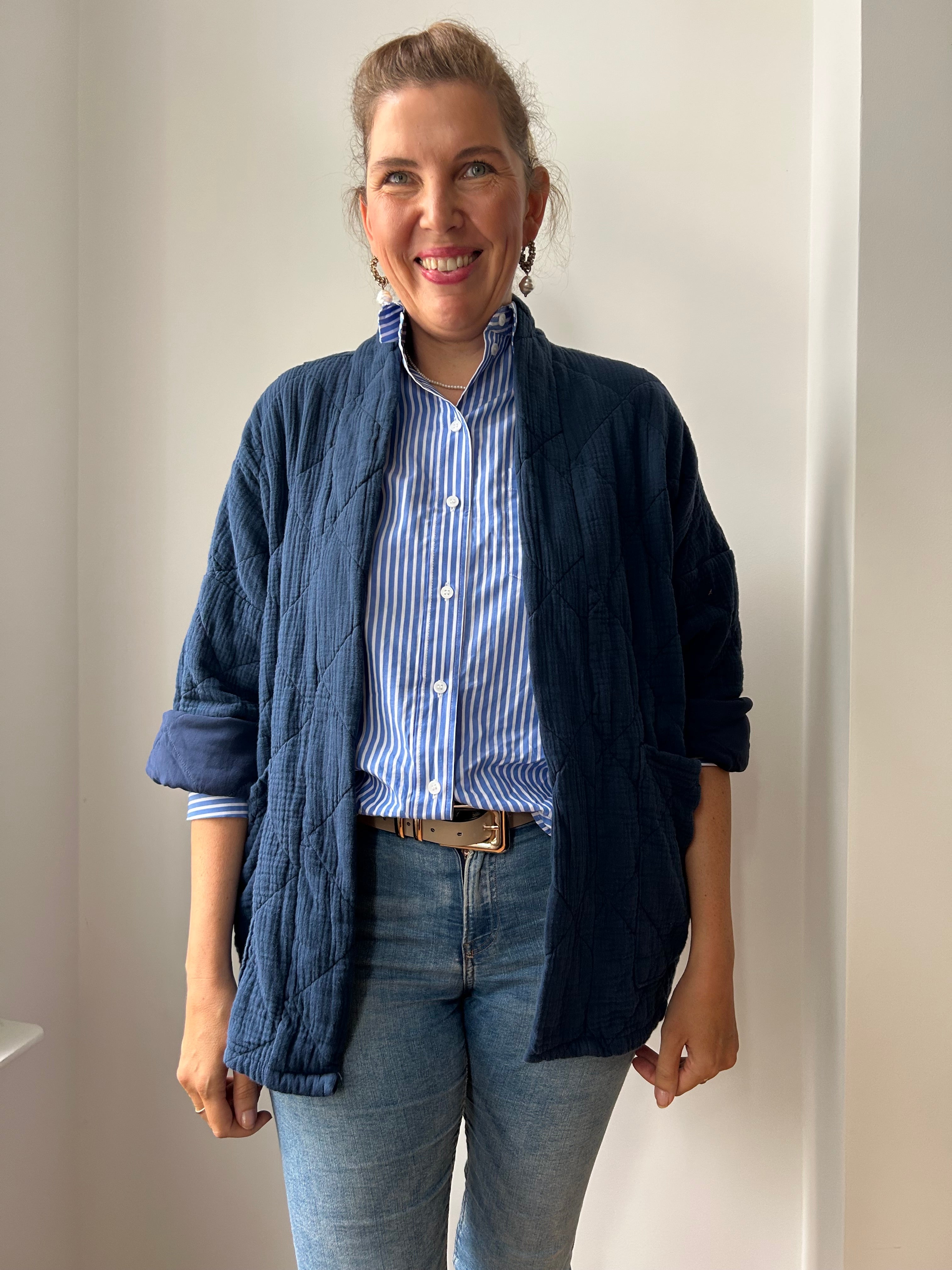 Lange Kimono-Jacke - dunkelblau