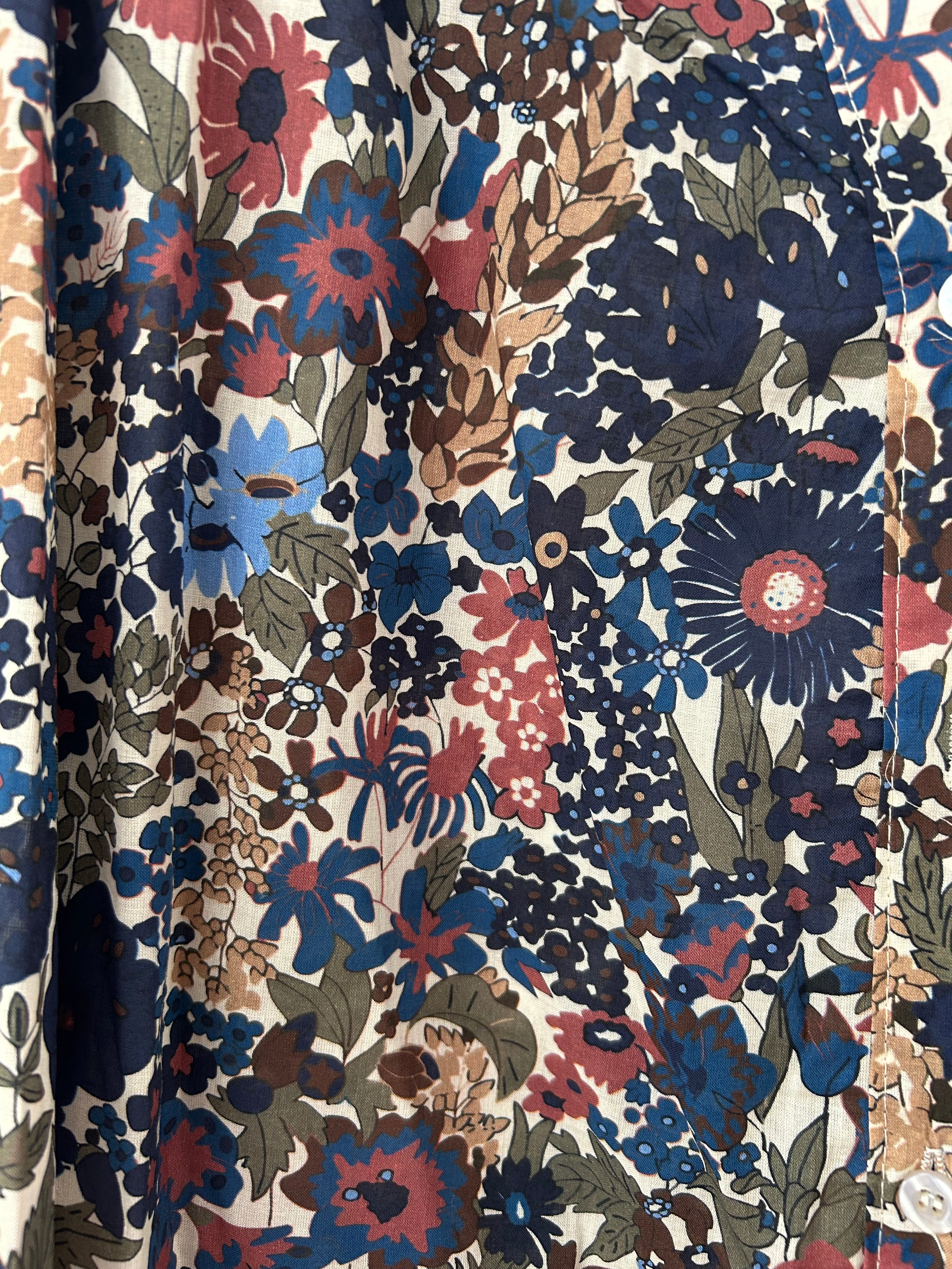 Langarmbluse mit Blumenmuster - blau