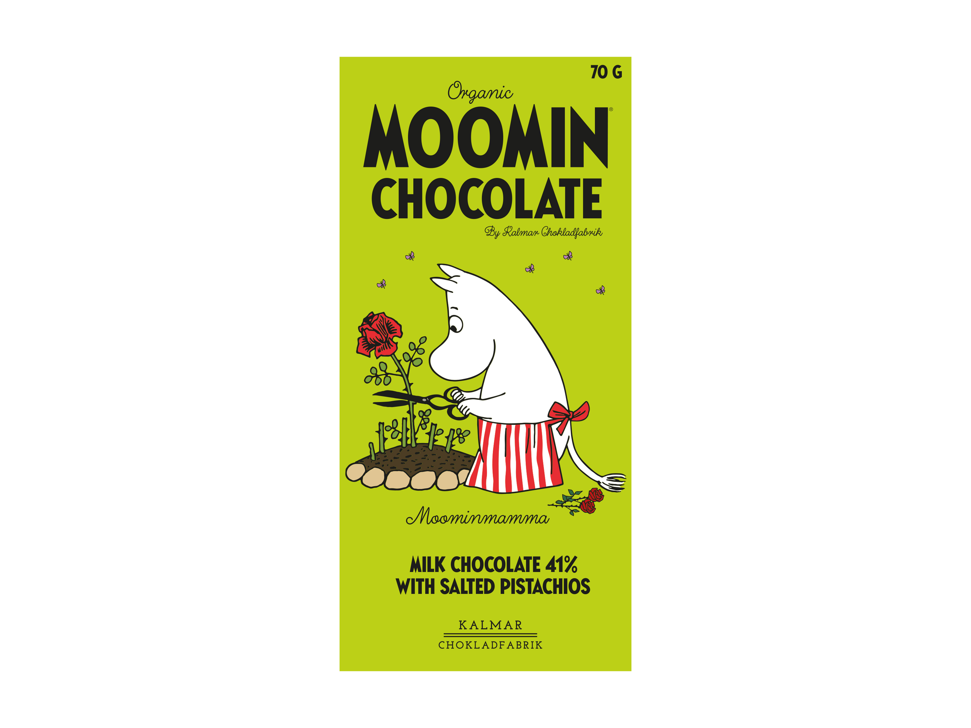 Mumin-Schokolade Muminmamma – Vollmilchschokolade mit Pistazie und Salz 70 g