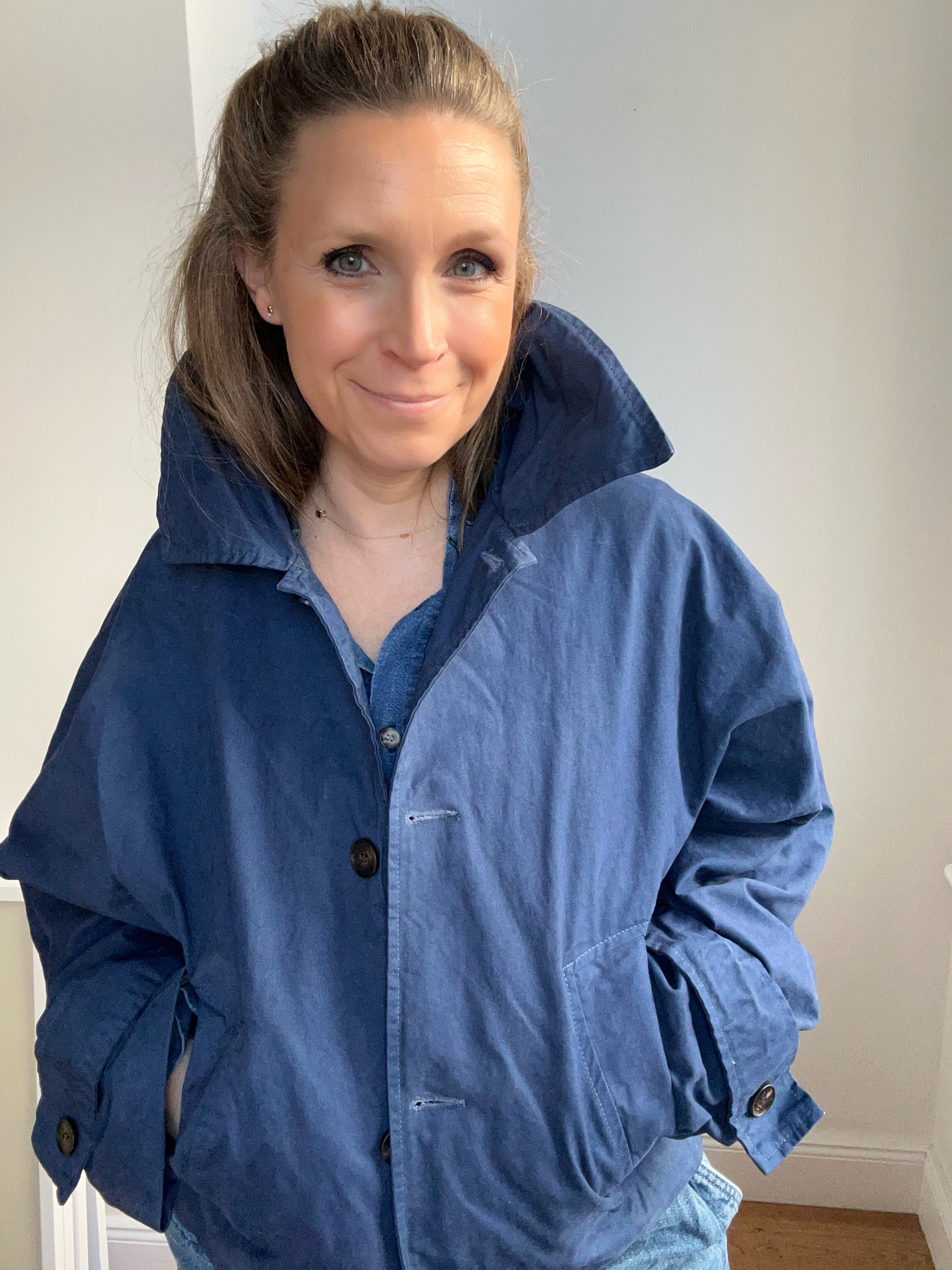 Jacke mit Kapuzenschal zum Knoten - navy