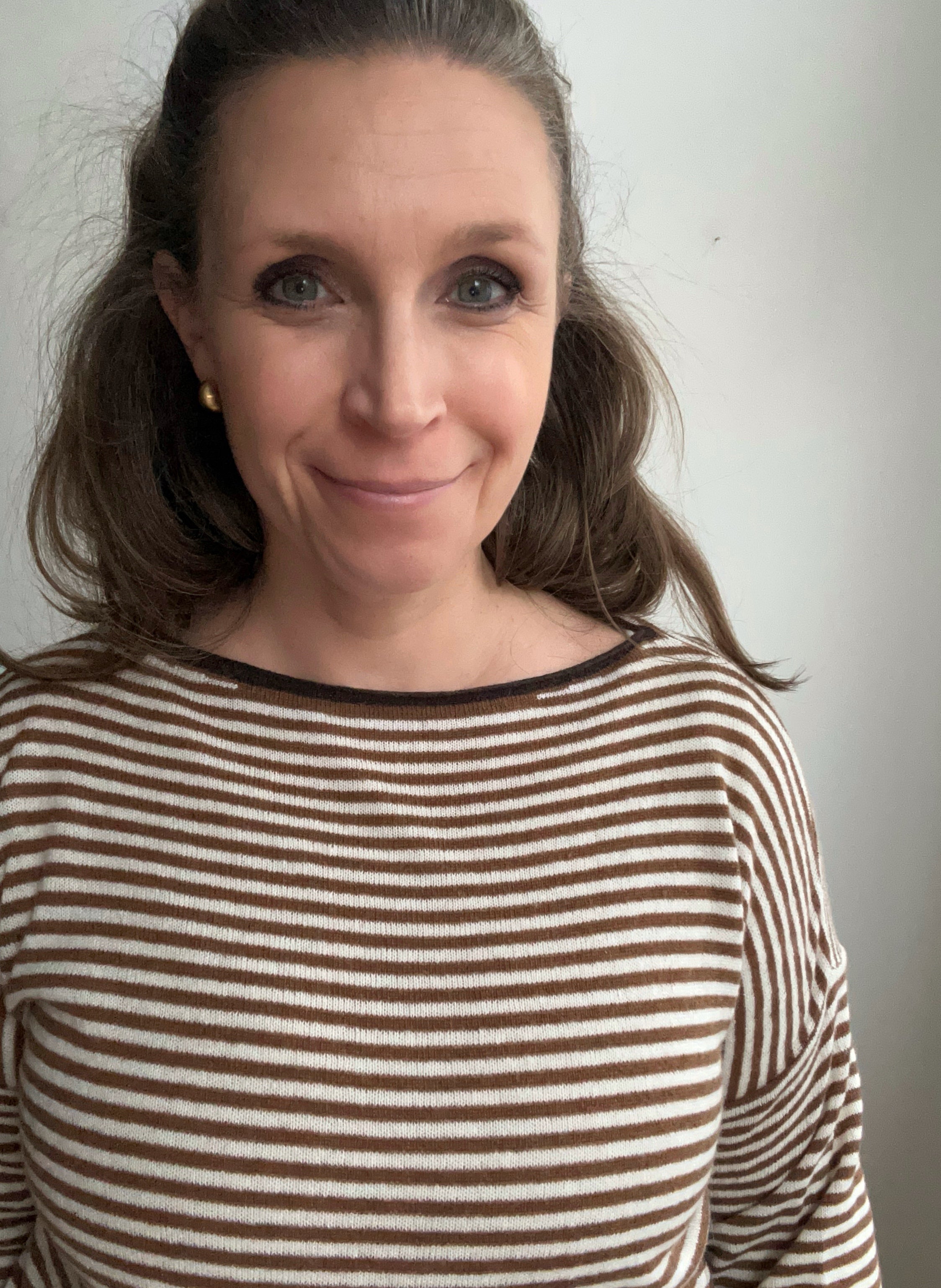 Ringelpullover mit Kaschmir - braun/creme