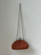 kleine Clutch im Raffia-Stil - silver / terracotta