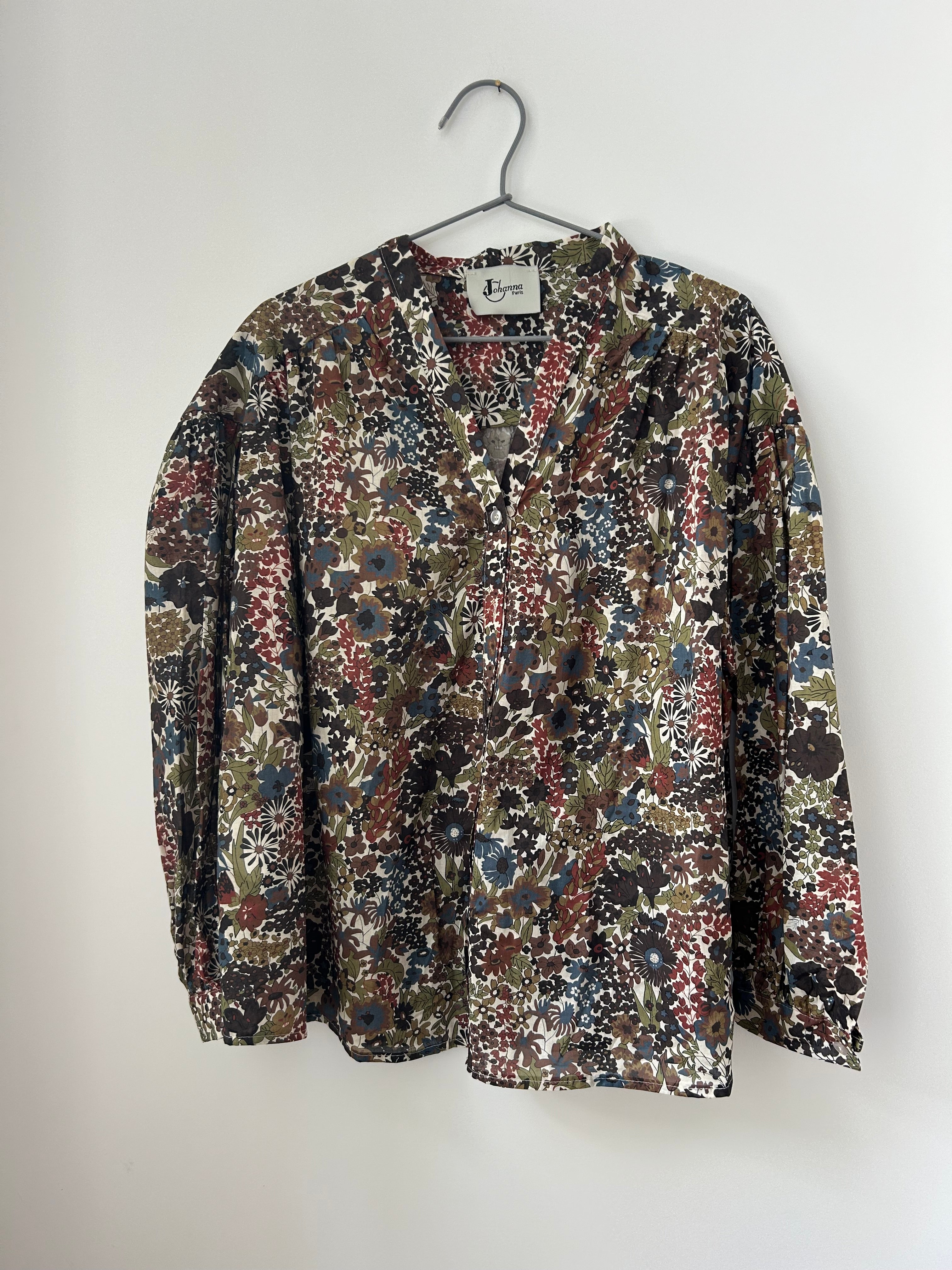 Langarmbluse mit Blumenmuster - grün