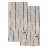 Stoffserviette - schwarz / beige gestreift 2er Set