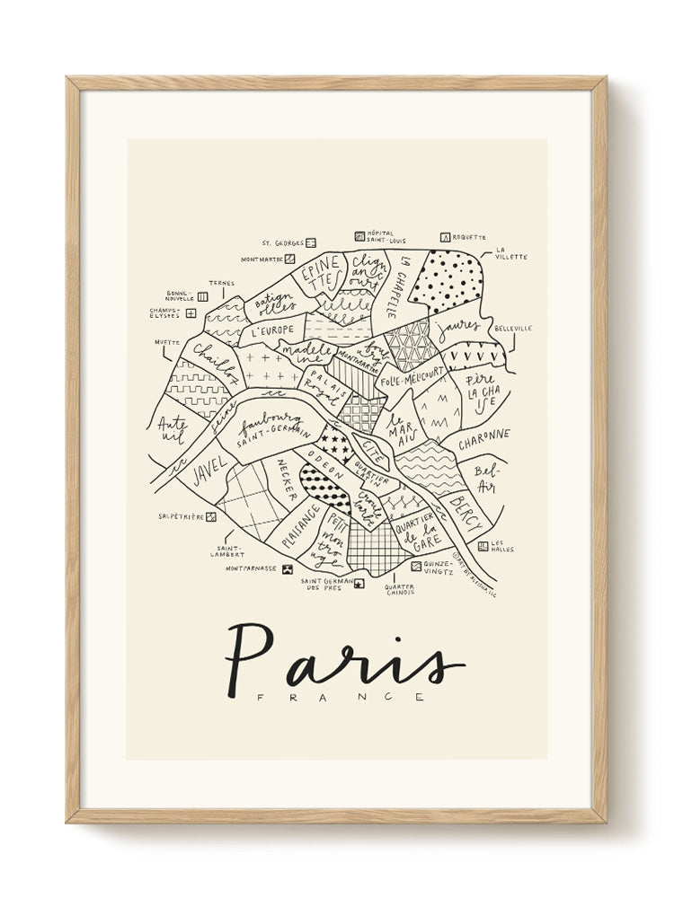 Druck - Paris Neighborhood Map