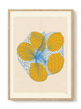Druck - Five lemons in a net bag