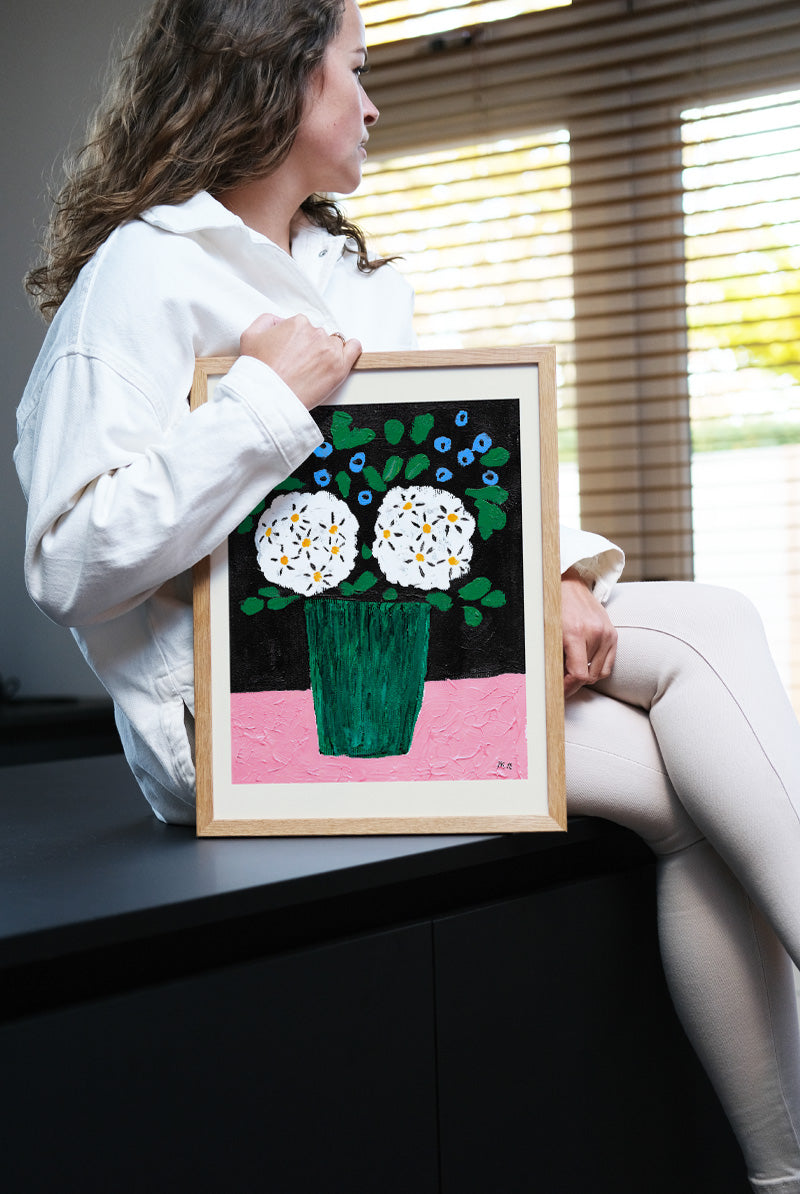 Druck - Bouquet in green vase