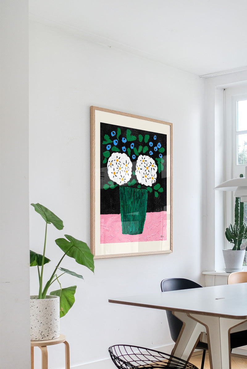 Druck - Bouquet in green vase